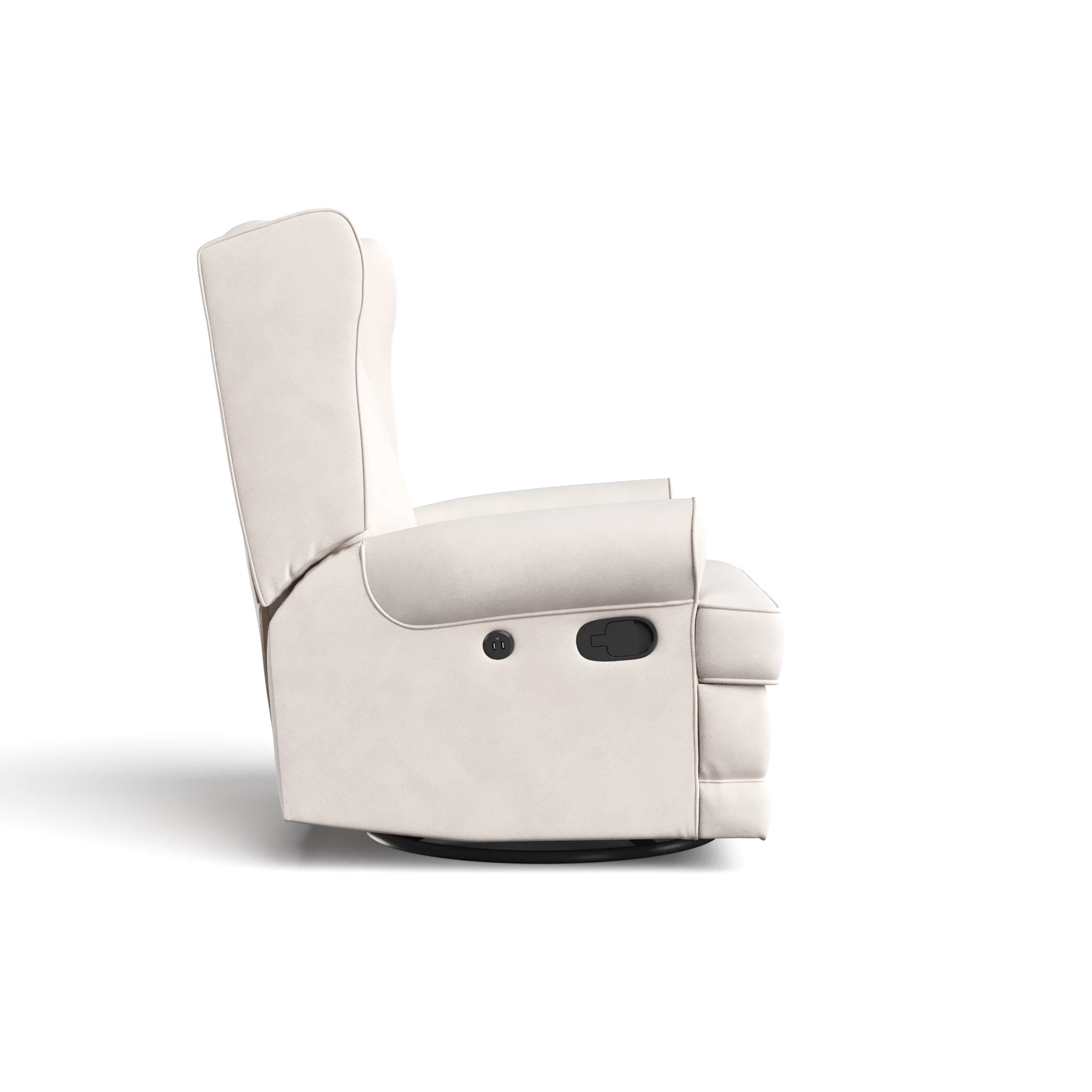Storkcraft Serenity Wingback Children's Nursery Recline Glider with USB, Ivory
