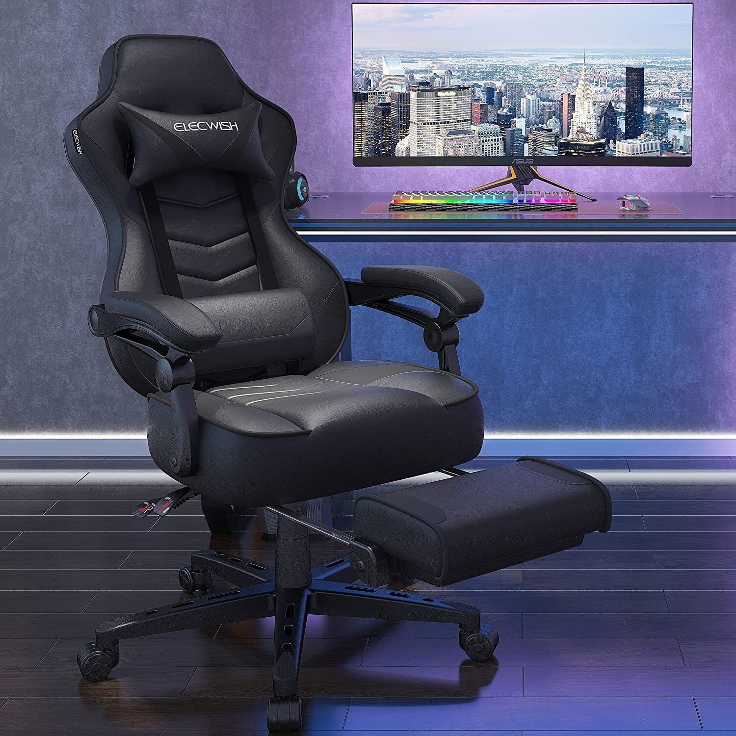 ELECWISH Gaming Chair Ergonomic Computer Office Chair Recliner Swivel Seat