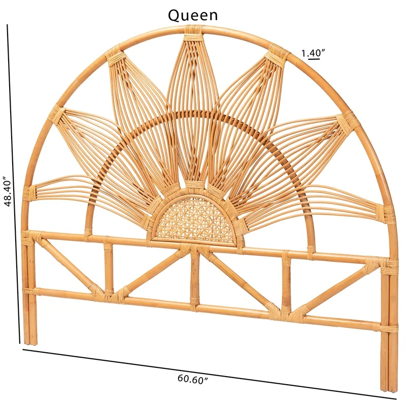 bali & pari Jasmine Bohemian Natural Rattan Queen Size Standalone Headboard