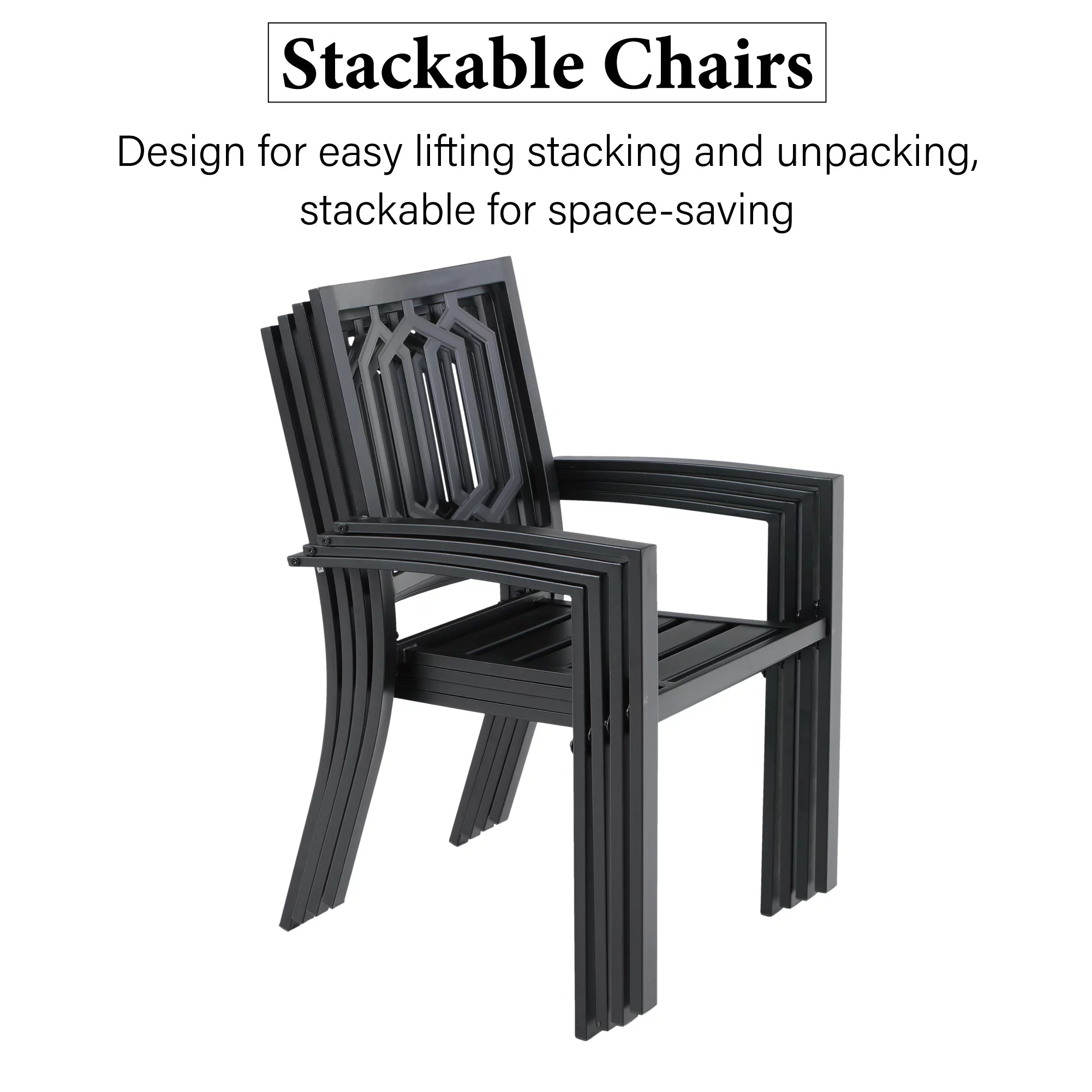 Sophia & William 9 Pieces Metal Outdoor Patio Dining Set with Extendable Table - Black