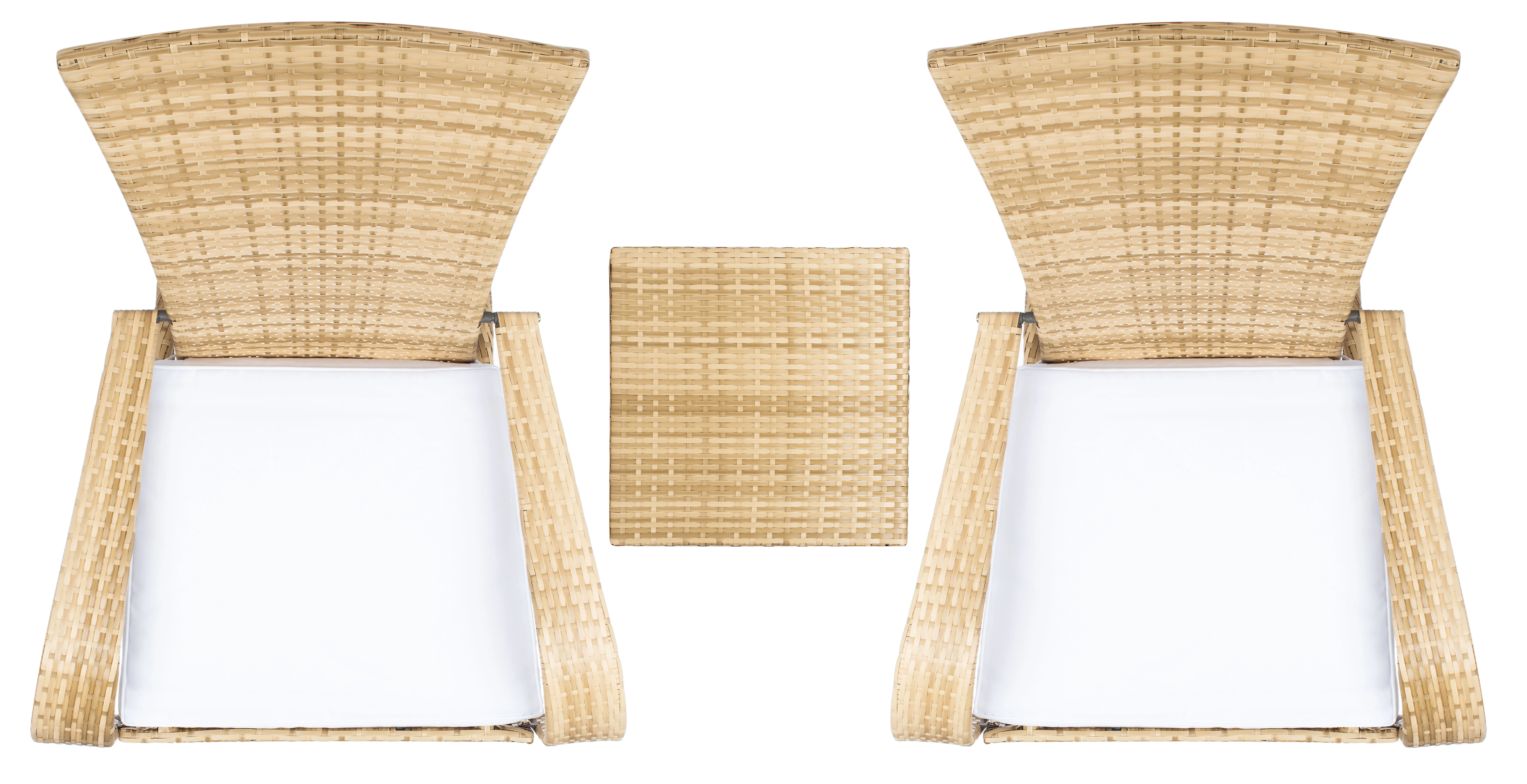 SAFAVIEH Edna Outdoor Patio 3 Piece Lounge Set, Natural/White