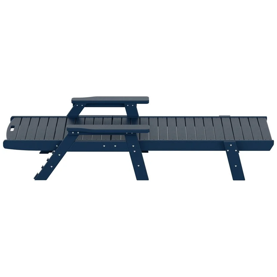 Polytrends  Laguna All Weather Poly Pool Outdoor Chaise Lounge - with Arms Navy Blue