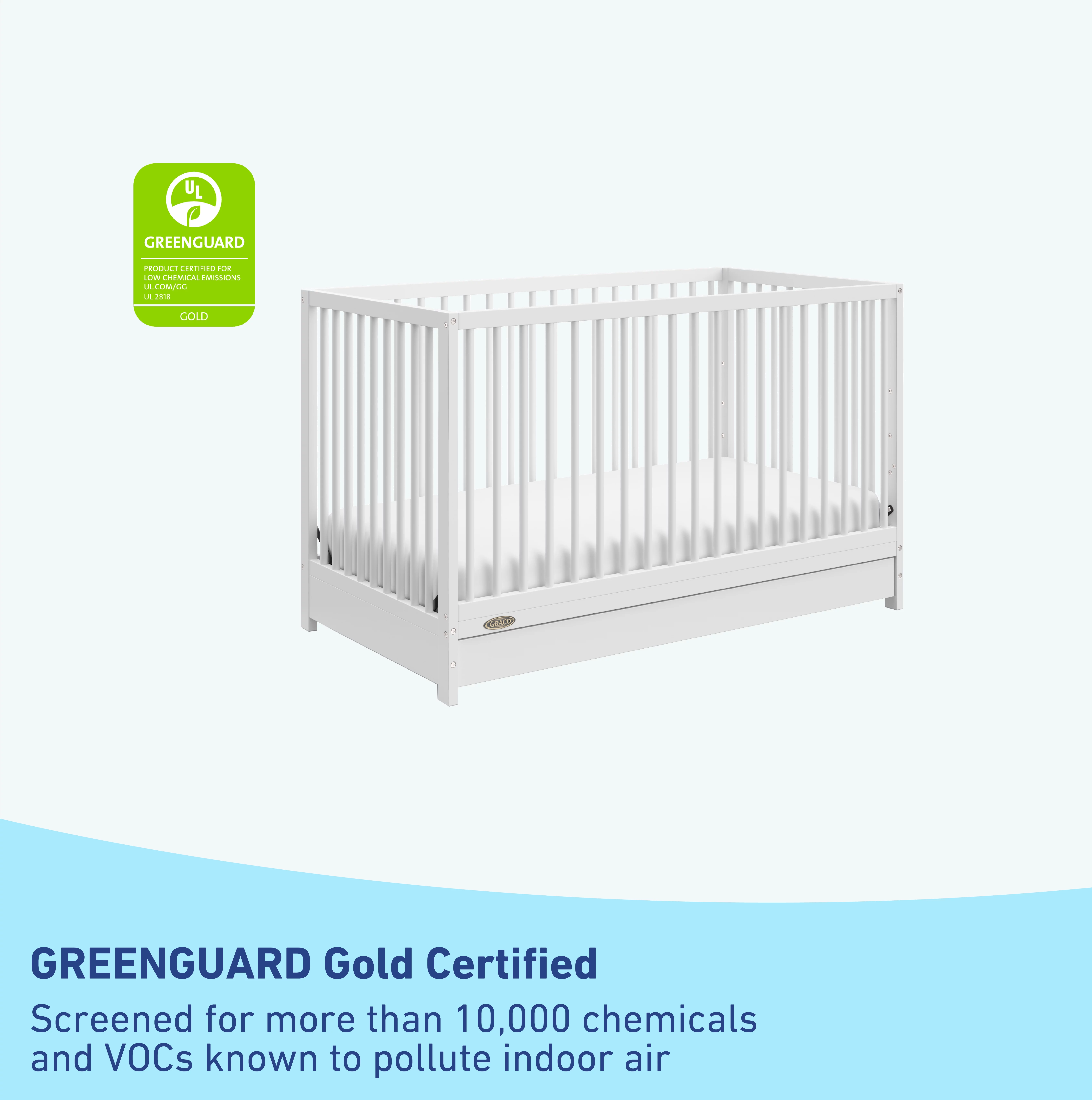 Graco Teddi 5-in-1 Convertible Baby Crib with Drawer, White