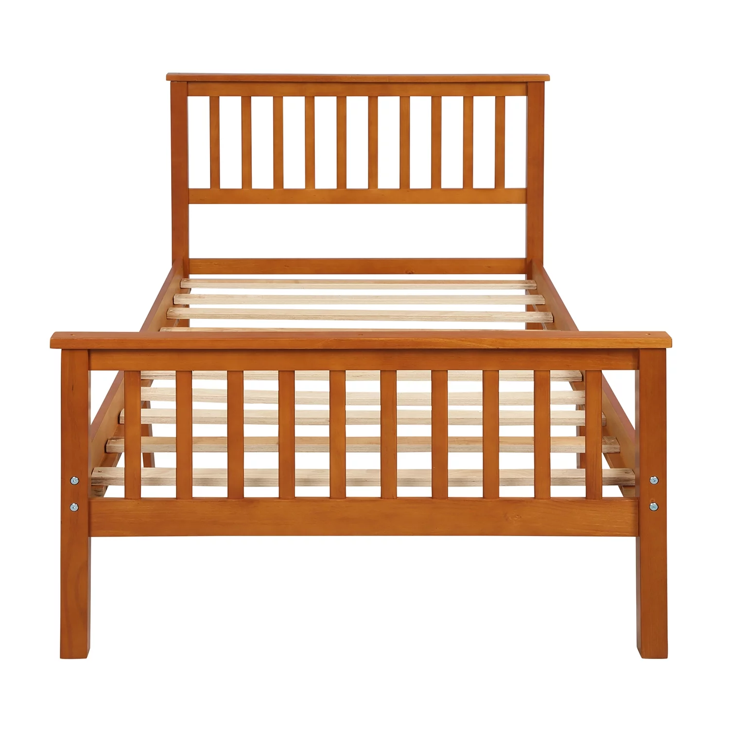 Wood Twin Size Platform Bed Frame with Headboard and Footboard for Kids Boys Girls Teens Adults, No Box Spring Need, Easy Assembly, Oak