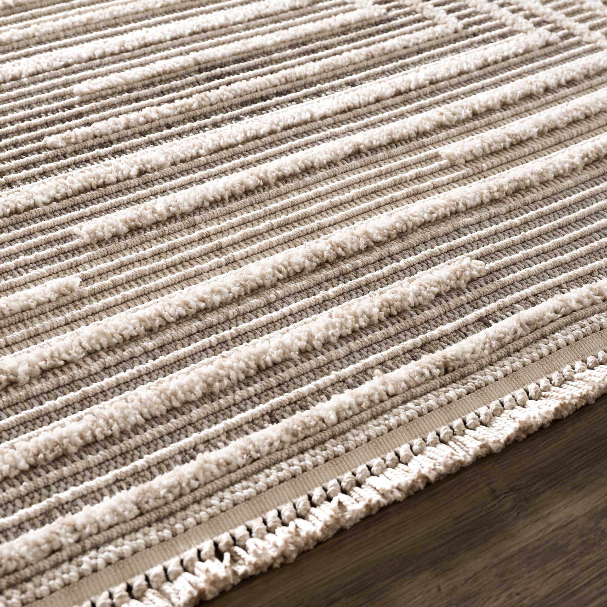 Hauteloom Lunao Farmhouse Living Room Bedroom Moroccan Square Pattern Abstract Area Rug - Soft Shaggy High Low Carpet - High Pile - Bohemian, Boho - Gray, Brown, Beige, Cream - 7'10