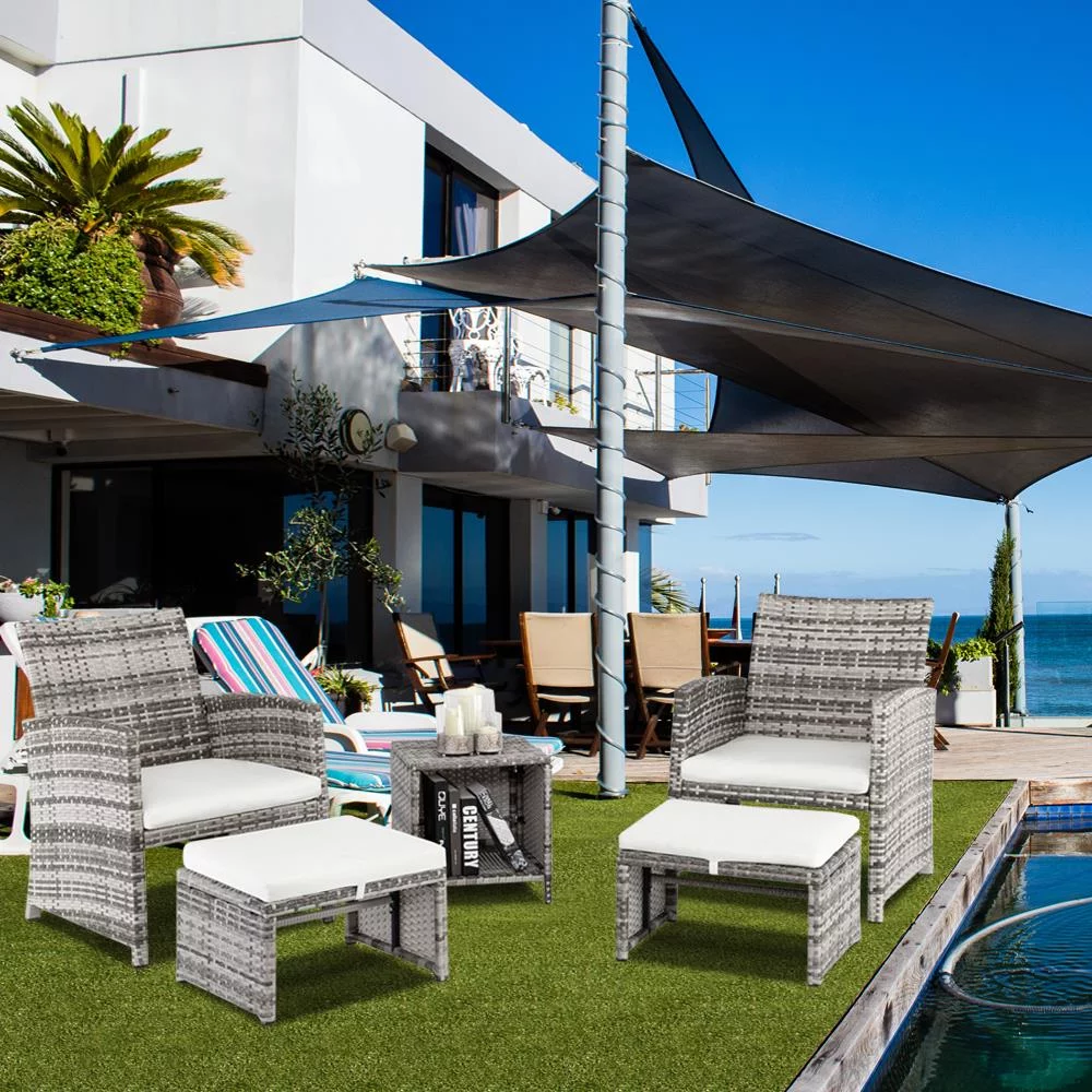 UBesGoo 5 pcs Patio Wicker Conversation Set Rattan Furniture Dining Set for Outdoor Graying Cane