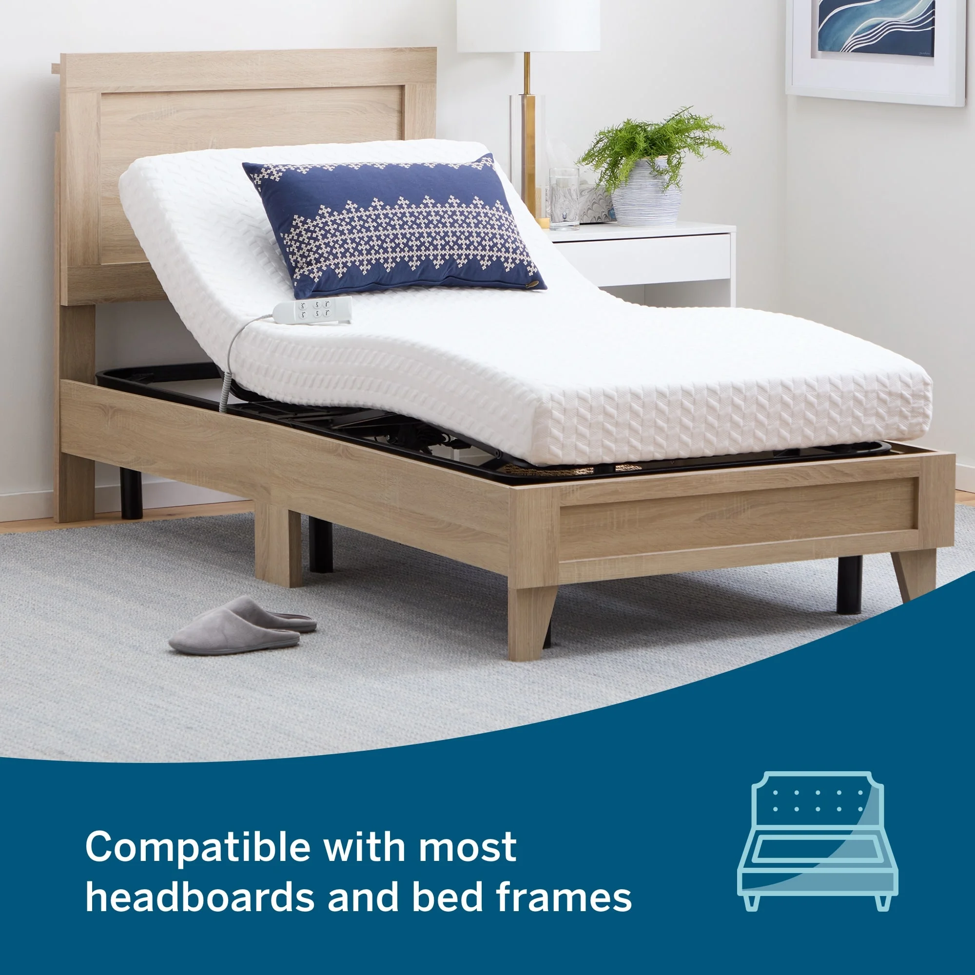 Lucid Basic Remote Controlled Steel Adjustable Bed Base, Twin XL