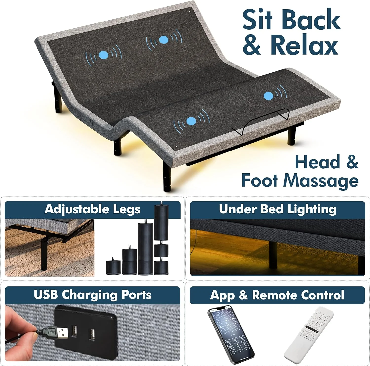 Renanim Adjustable Bed Frame with 14