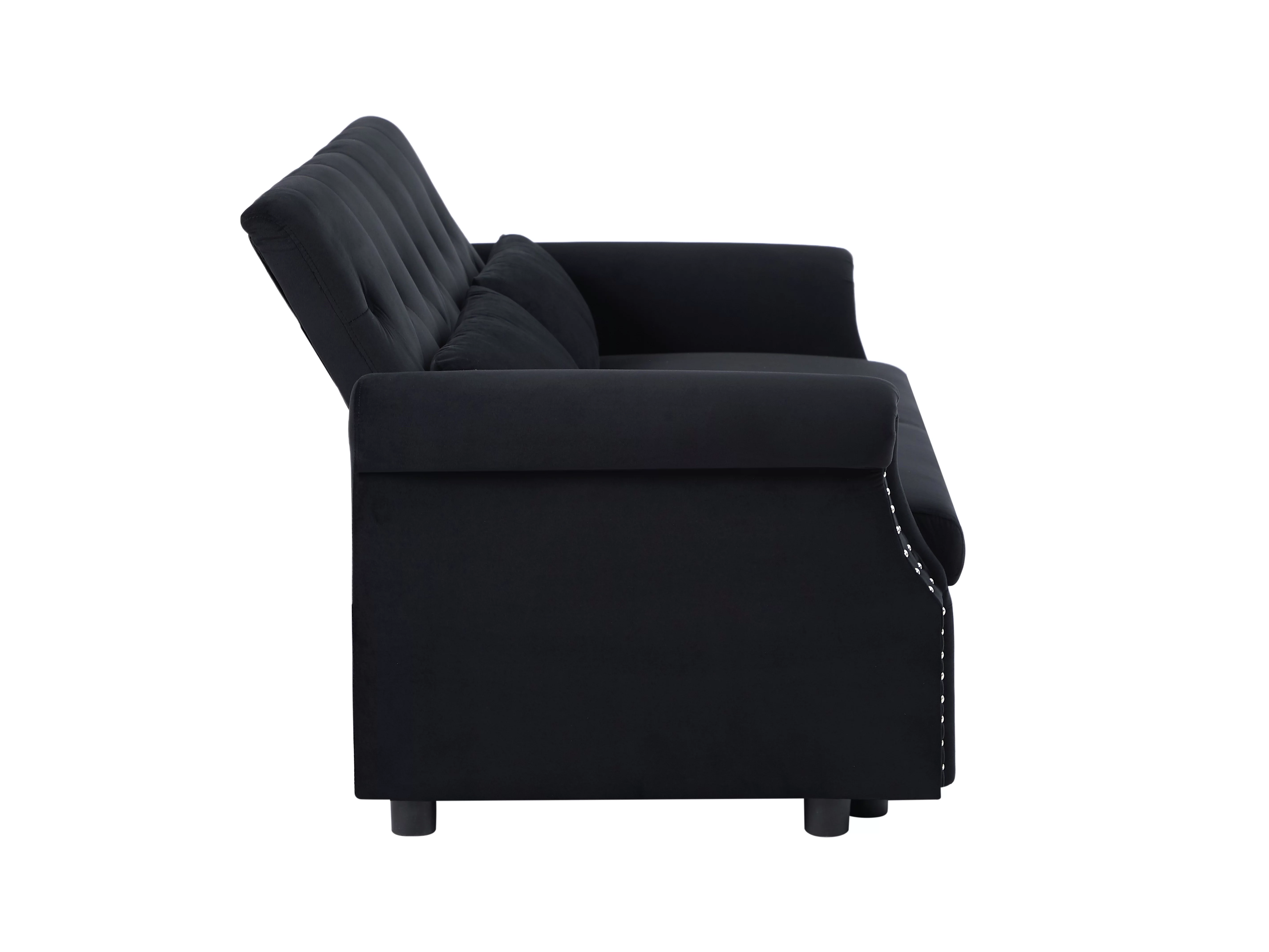 Modern Pull Out Convertible Sleeper Sofa Bed, Velvet Folding Futon Couch Loveseat Recliner with Adjsutable Backrest Pillows for Living Room Bedroom Apartment Office