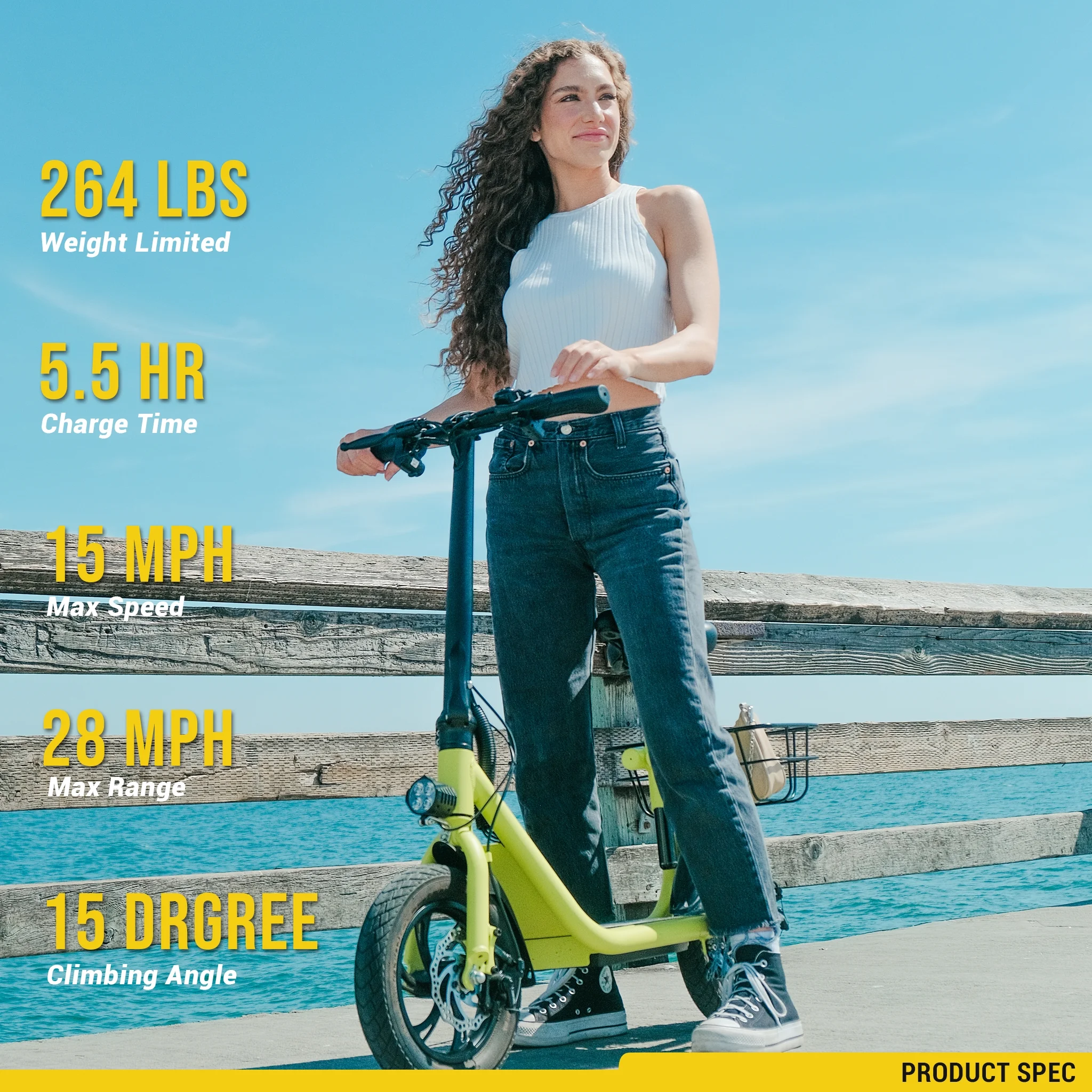 Phantomgogo Electric Scooter for Adults Foldable Scooter with Seat & Carry Basket E-Scooter with Brushless Motor 15MPH 265lbs Max Load E Mopeds for Adults Commuter