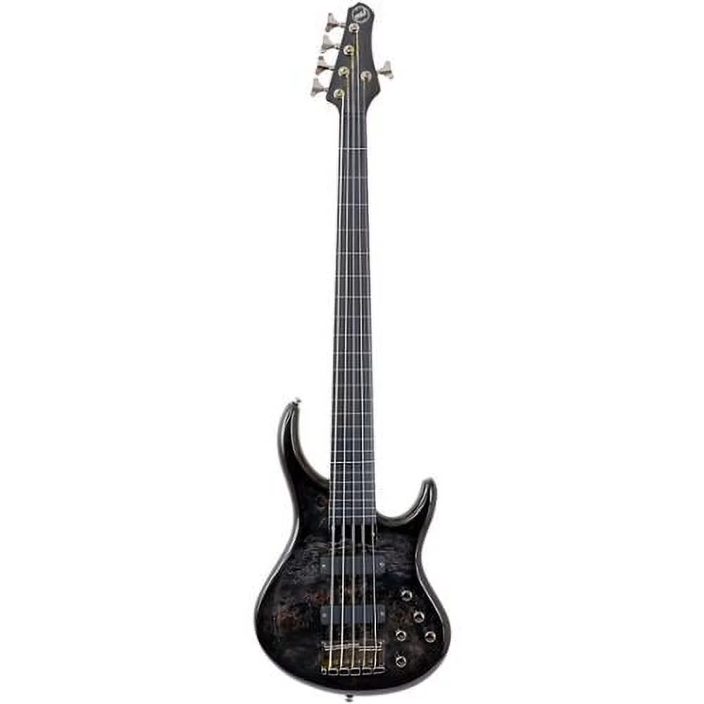 MTD Kingston ZX 5-String Fretless Electric Bass Guitar Transparent Black Ebonol Fretboard
