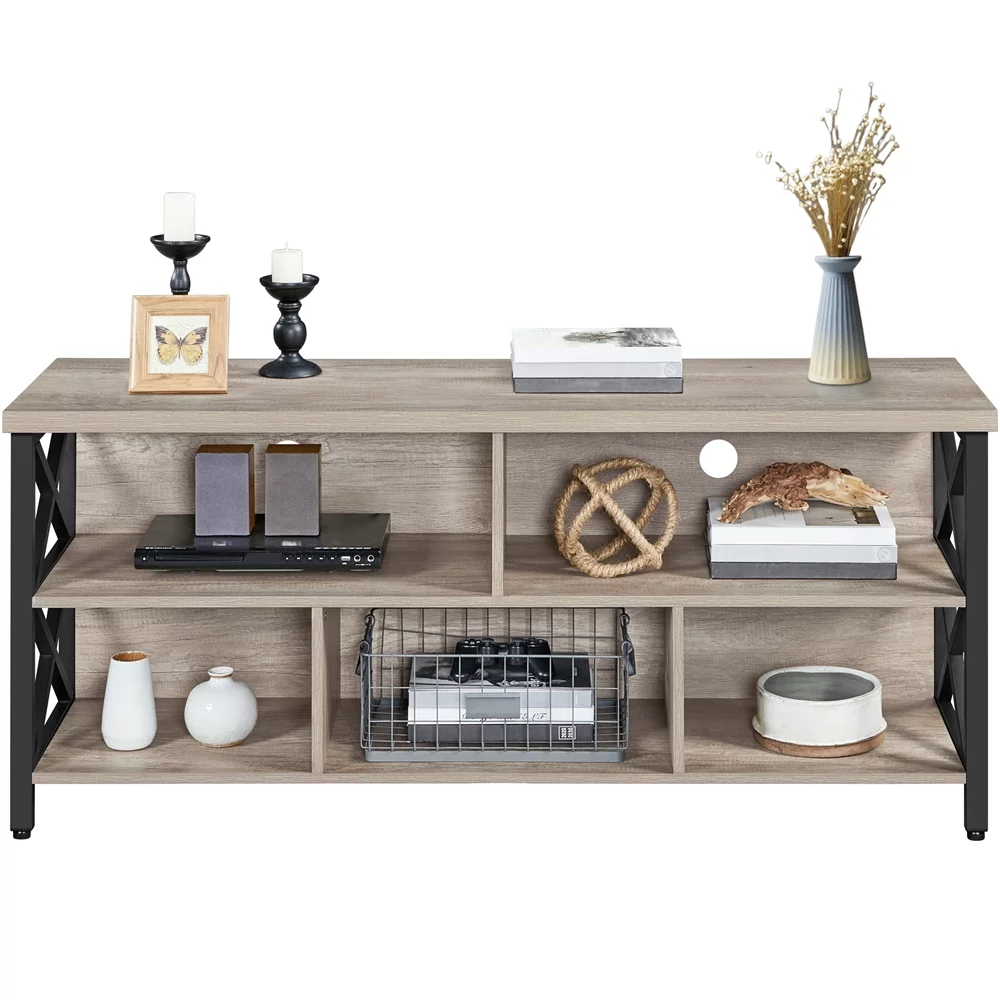SmileMart Modern Industrial TV Stand for TVs up to 65 Inch with Storage, Gray