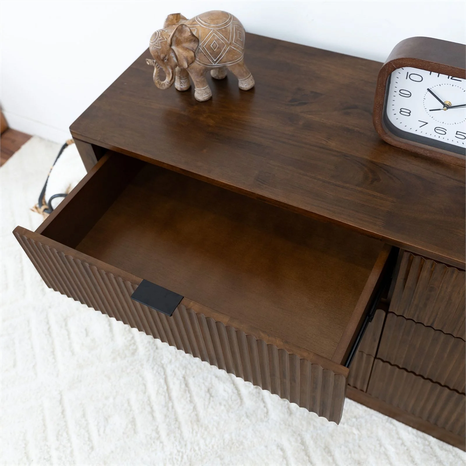 Carla Mid Century Modern Solid Wood Walnut Dresser with 6 Drawers