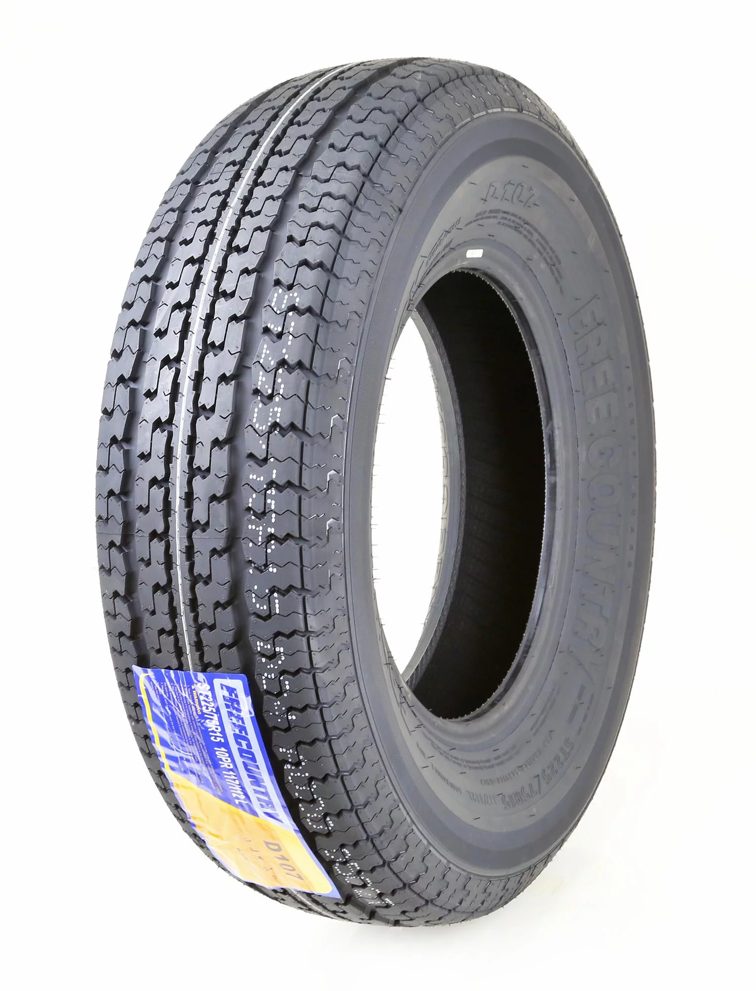 FREE COUNTRY Premium Trailer Tire ST 225/75R15 Radial 10PR Load Range E w/ Side Scuff Guard, Set 1