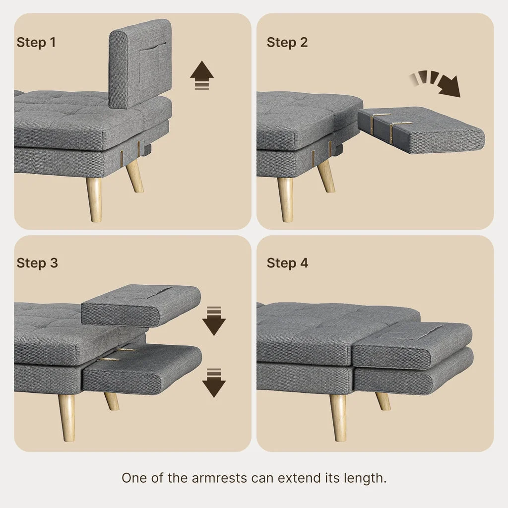 Aiho Convertible Futon Sofa Bed,Couches with with S-Springs and Adjustable Backrest for Living Room,Apartment Living Room,Office - Dark Gray