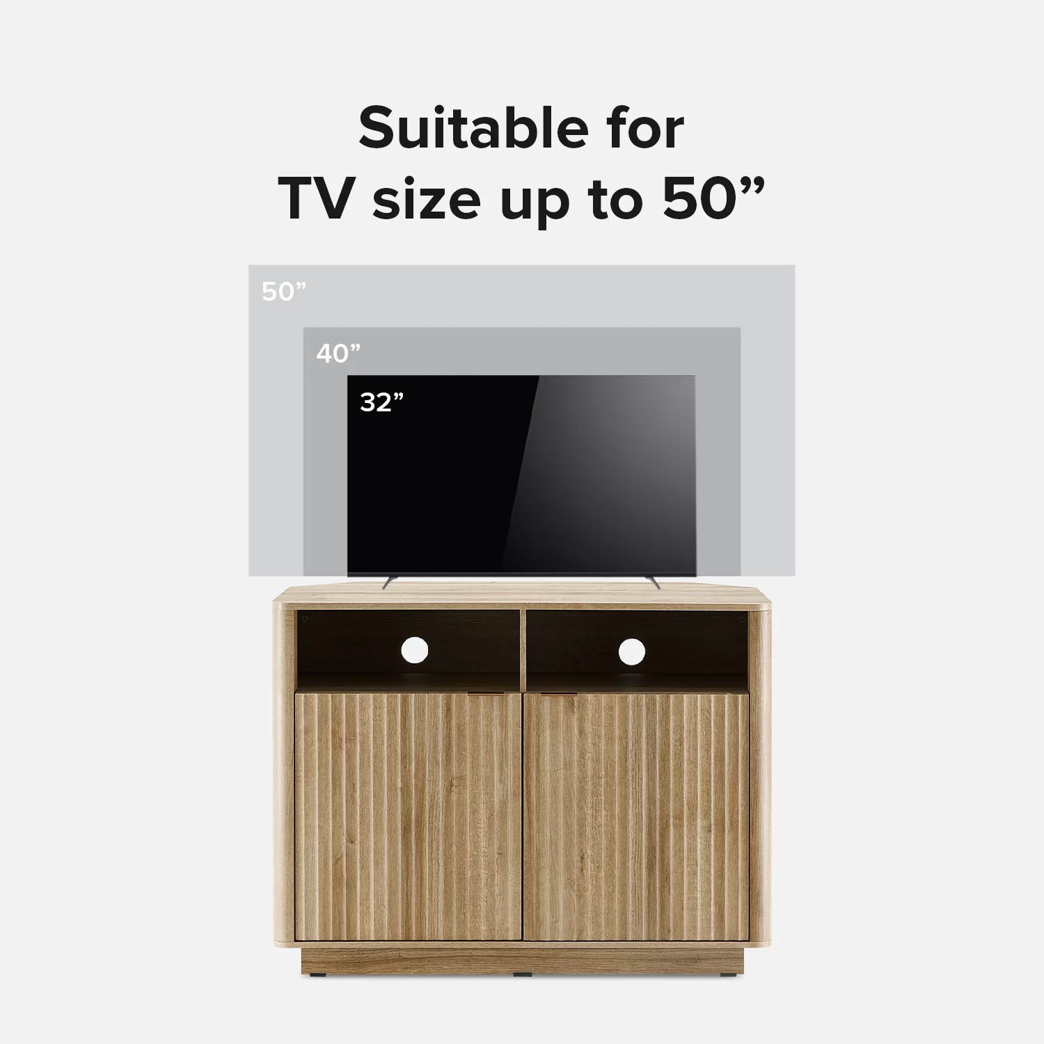 Mopio Brooklyn Mid-Century Modern Storage Cabinet, Corner TV Stand for TVs up to 50