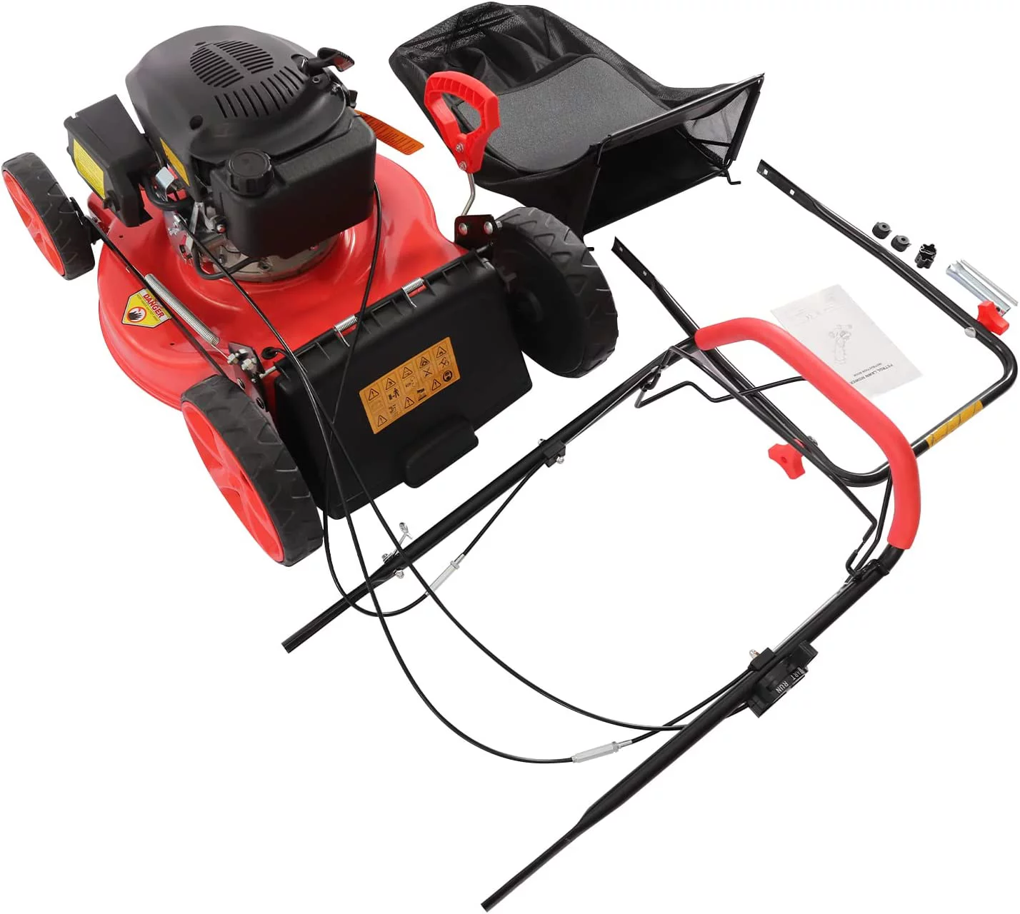 Gas Powered Lawn Mower  173CC Self-Propelled Gas Mower  3-in-1 Push Lawn Mower  20" Gas Lawn Mower with Bag  4-Stroke Single Cylinder Gasoline Engine  8 Adjustable Heights  for Lawn