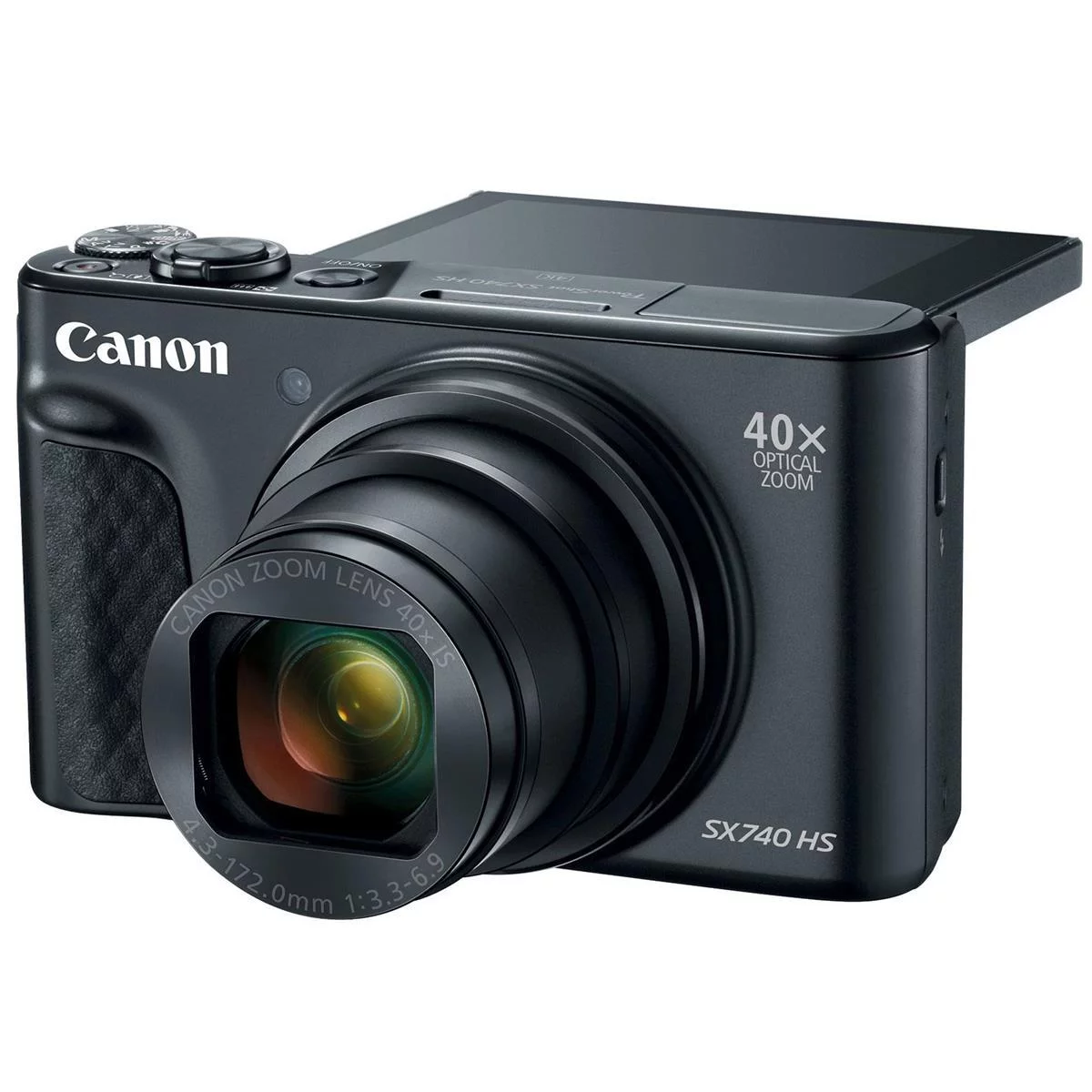 Canon PowerShot SX740 HS Digital Camera (Black) with Deluxe Starter Kit, Pistol Grip Tripod, 64GB Memory Cards - New