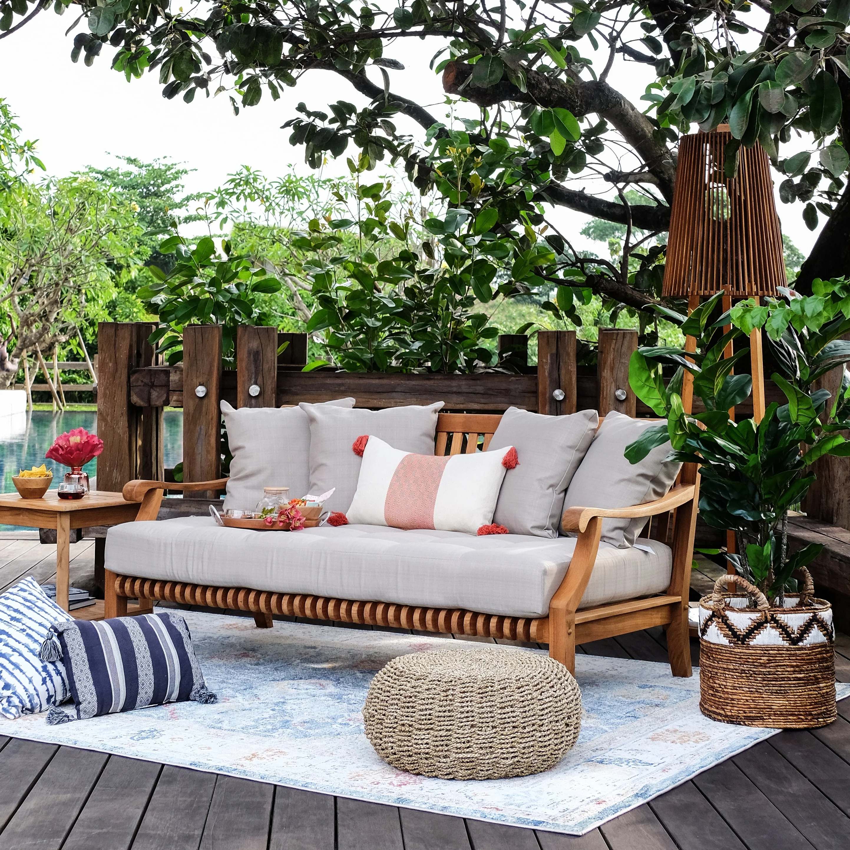 Cambridge Casual  Chara Teak Outdoor Daybed with Cushion