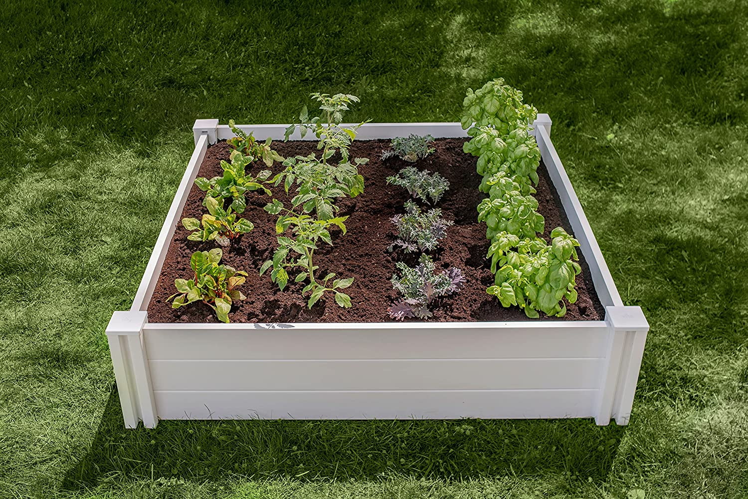 Vita Classic 4 ft x 4 ft x 11 in White Vinyl Raised Garden Bed, VT17108
