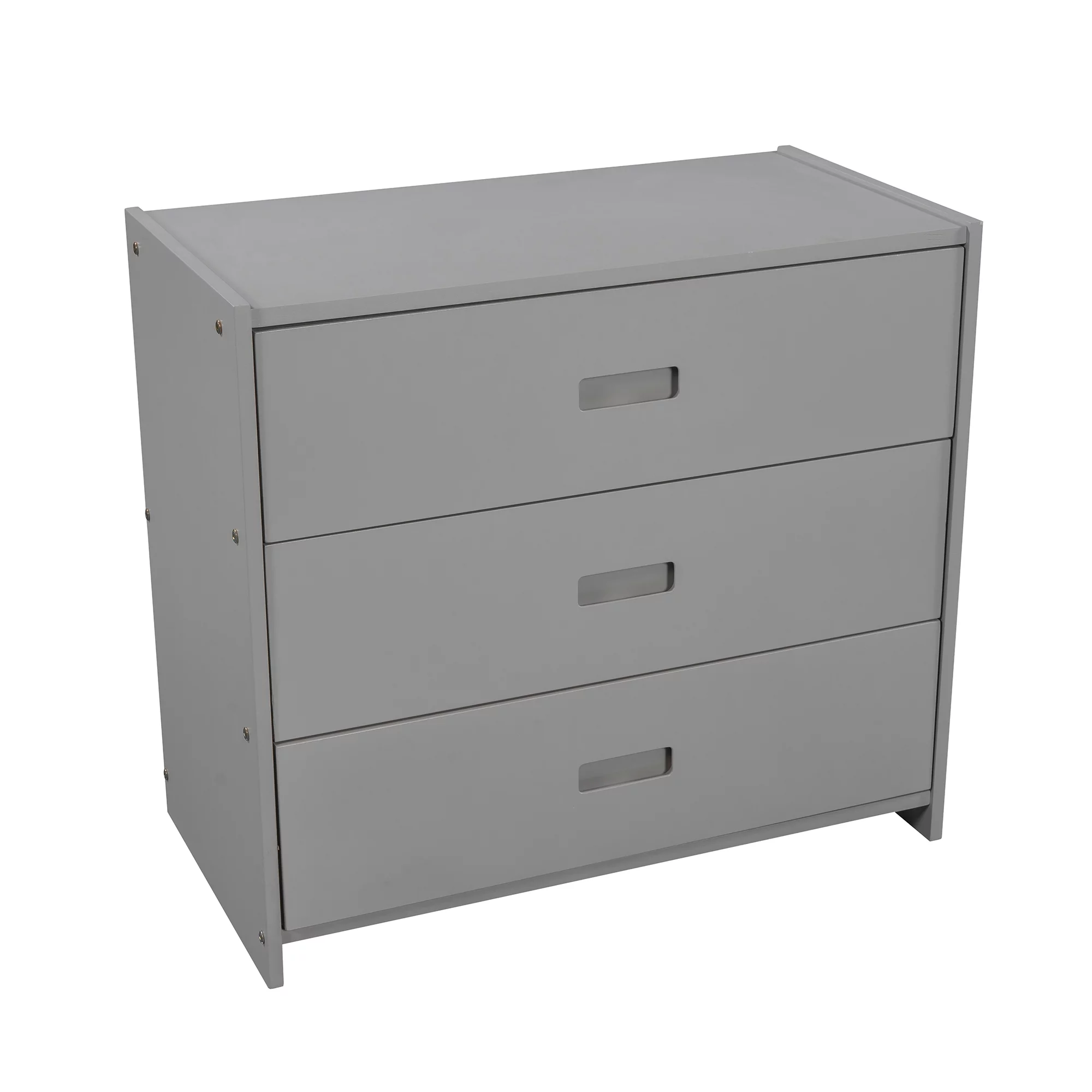 Euroco Wood Twin Size Low Loft Bed with Bookcase, Drawers, Ladder and Slide, Gray