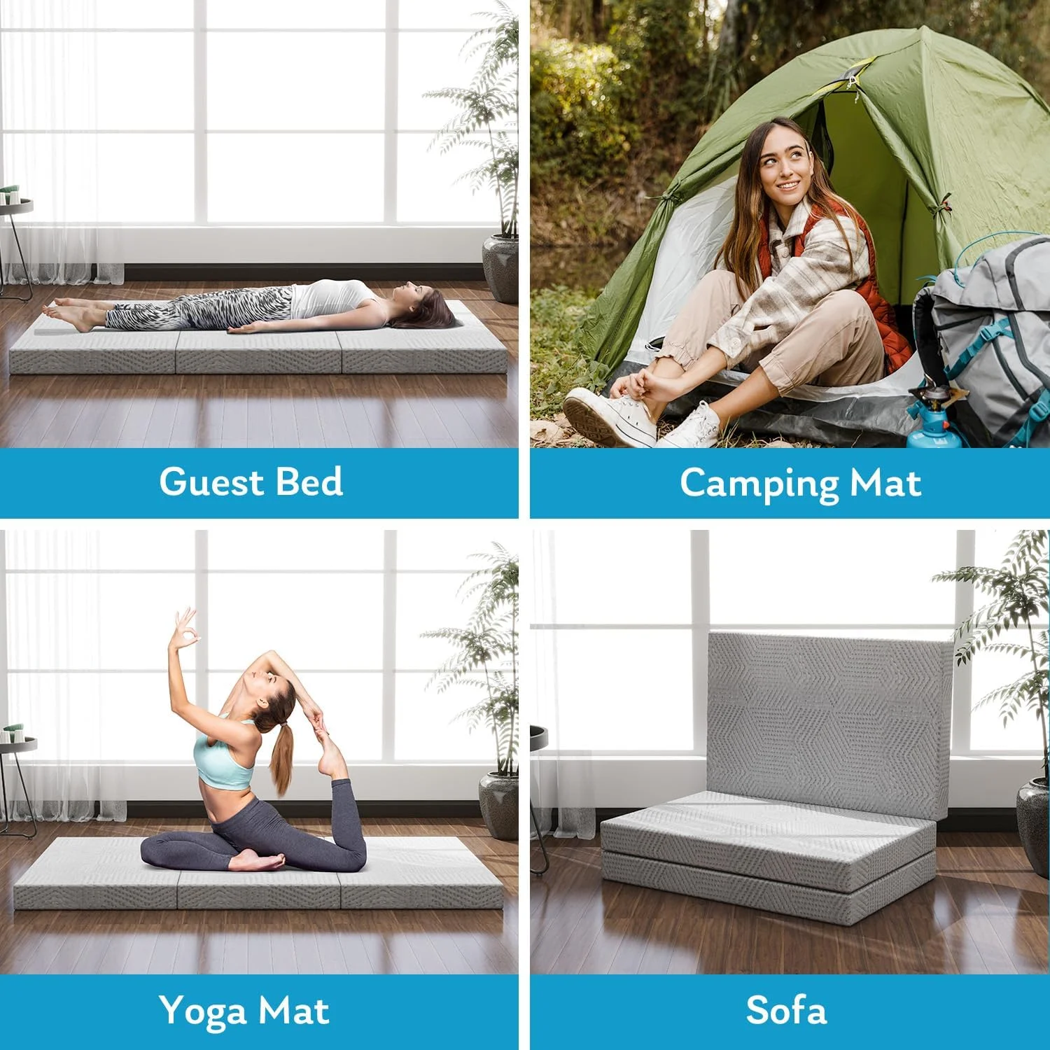Folding Mattress Single Size With Storage Bag, 4 Inch Trifold Mattress With Breathable & Washable Cover Portable Foldable Mattress For Traveling, Camping, Guests, 75