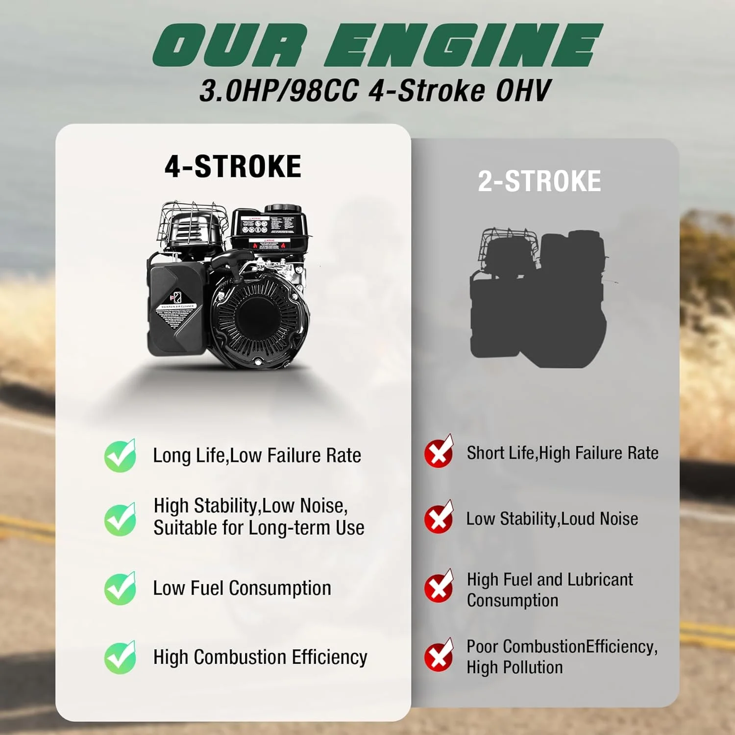 Oryxearth Mini Bike for Kids Motorcycle, Gas Power Dirt Bike,98CC 4-Stroke Ride on Toys, Green