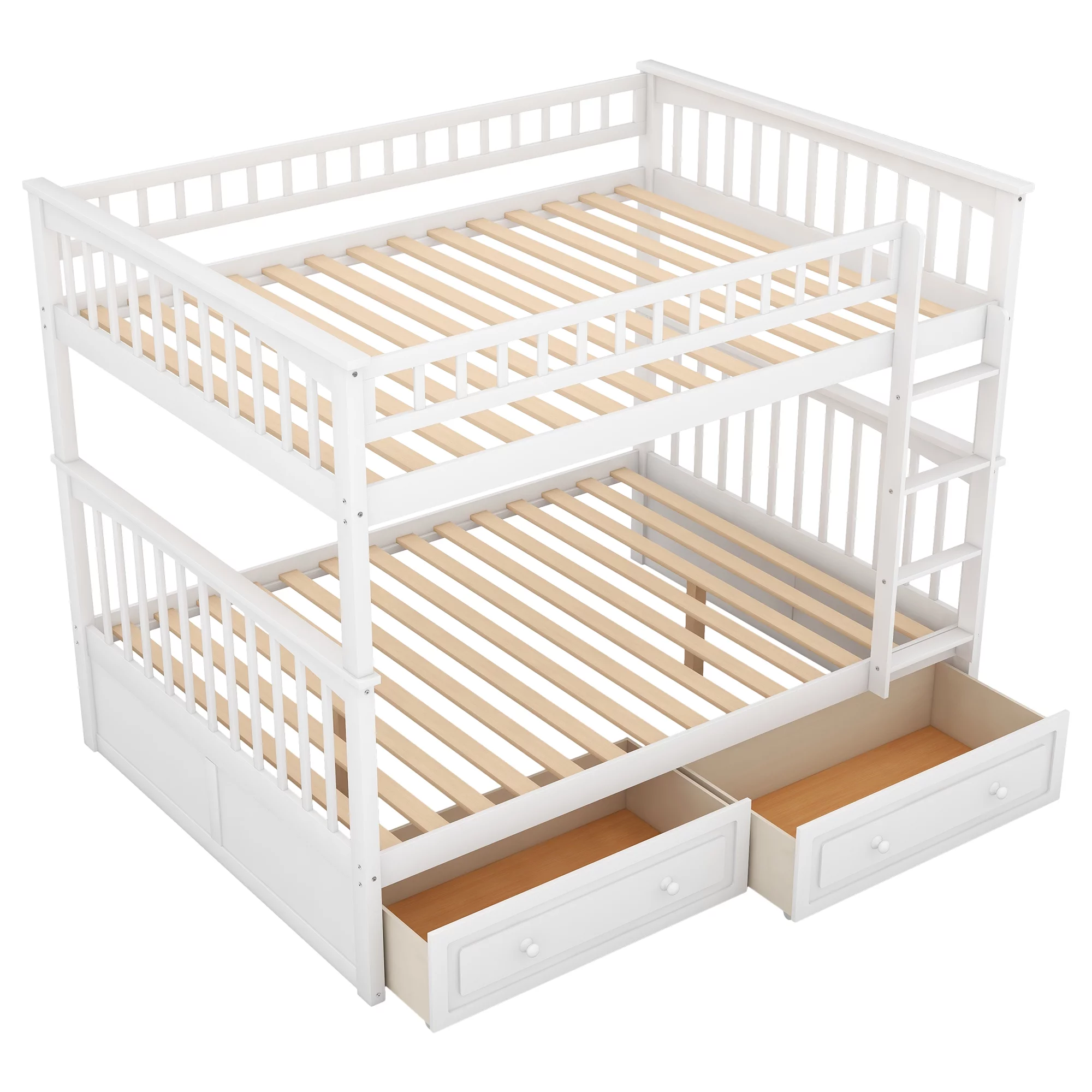 CoSoTower Full Over Full Bunk Bed with Drawers, Convertible Beds, Whit