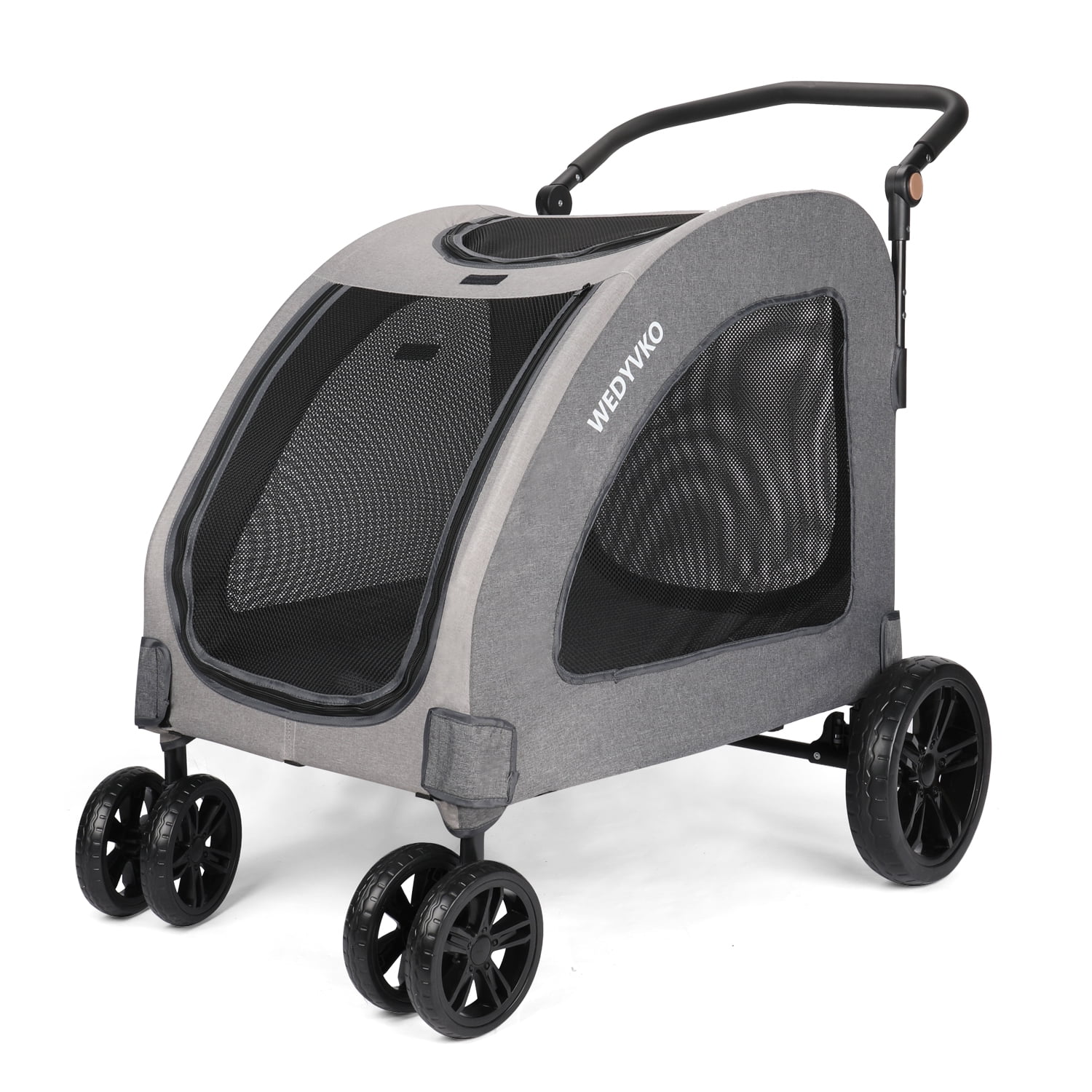 Wedyvko Dog Stroller for Medium Large Dogs - Foldable Jogger 4 Wheels Pet Stroller with Adjustable Handle for Small to Large Dogs and Other Pet Travel (Gray and Dark Gray)