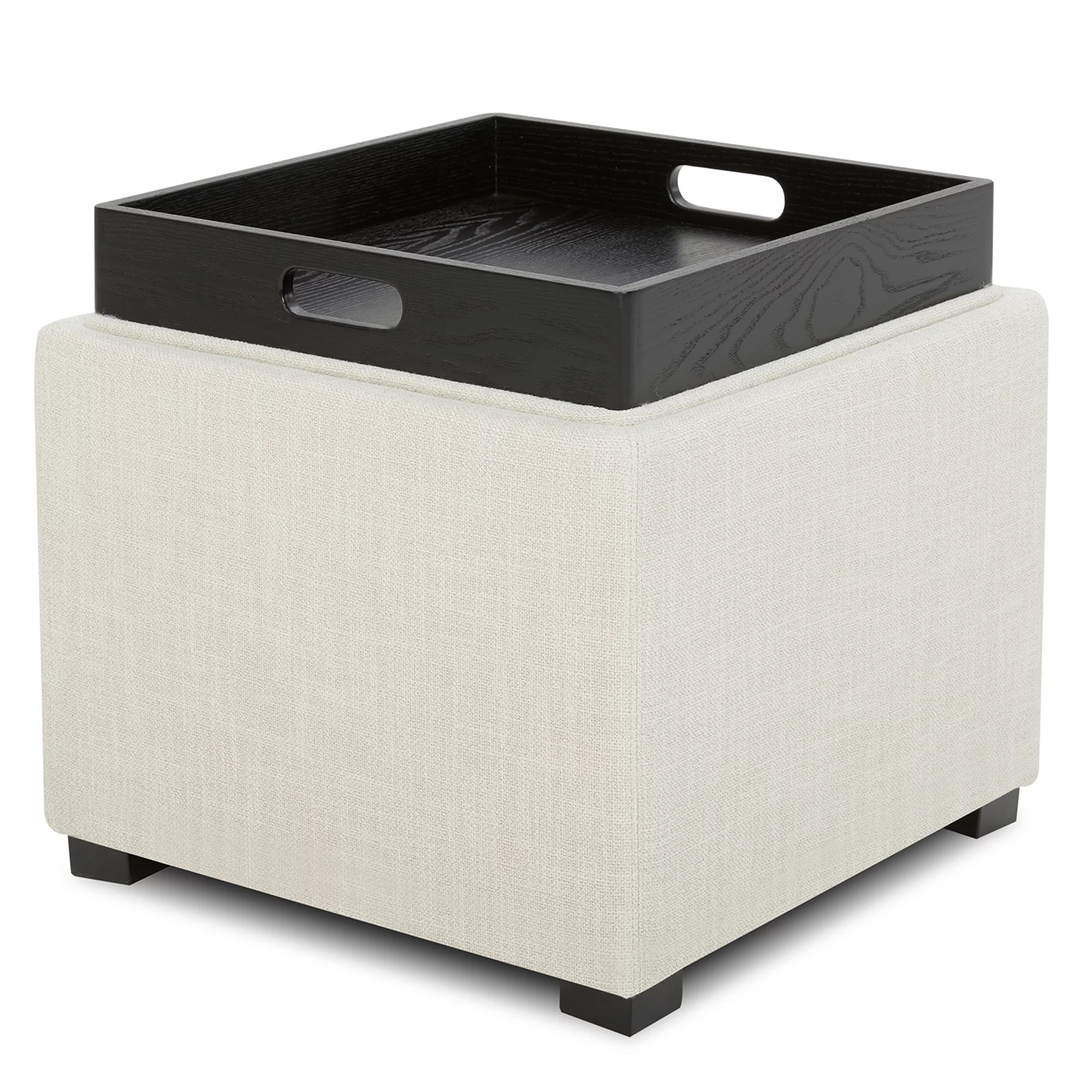 CHITA Fabric Storage Stool Ottoman, Foot Rest Stool Seat, Linen