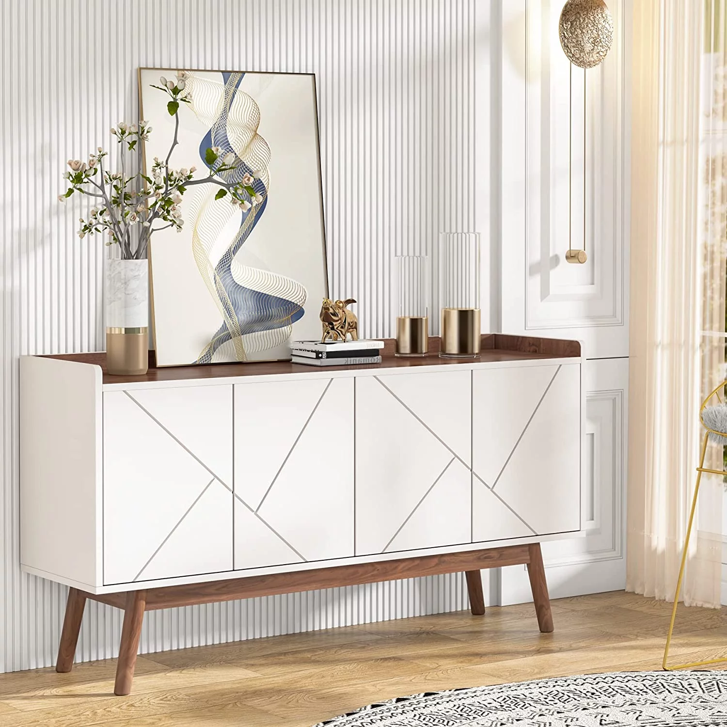 Buffet Cabinet with Storage, Kitchen Sideboard Buffet Table 55