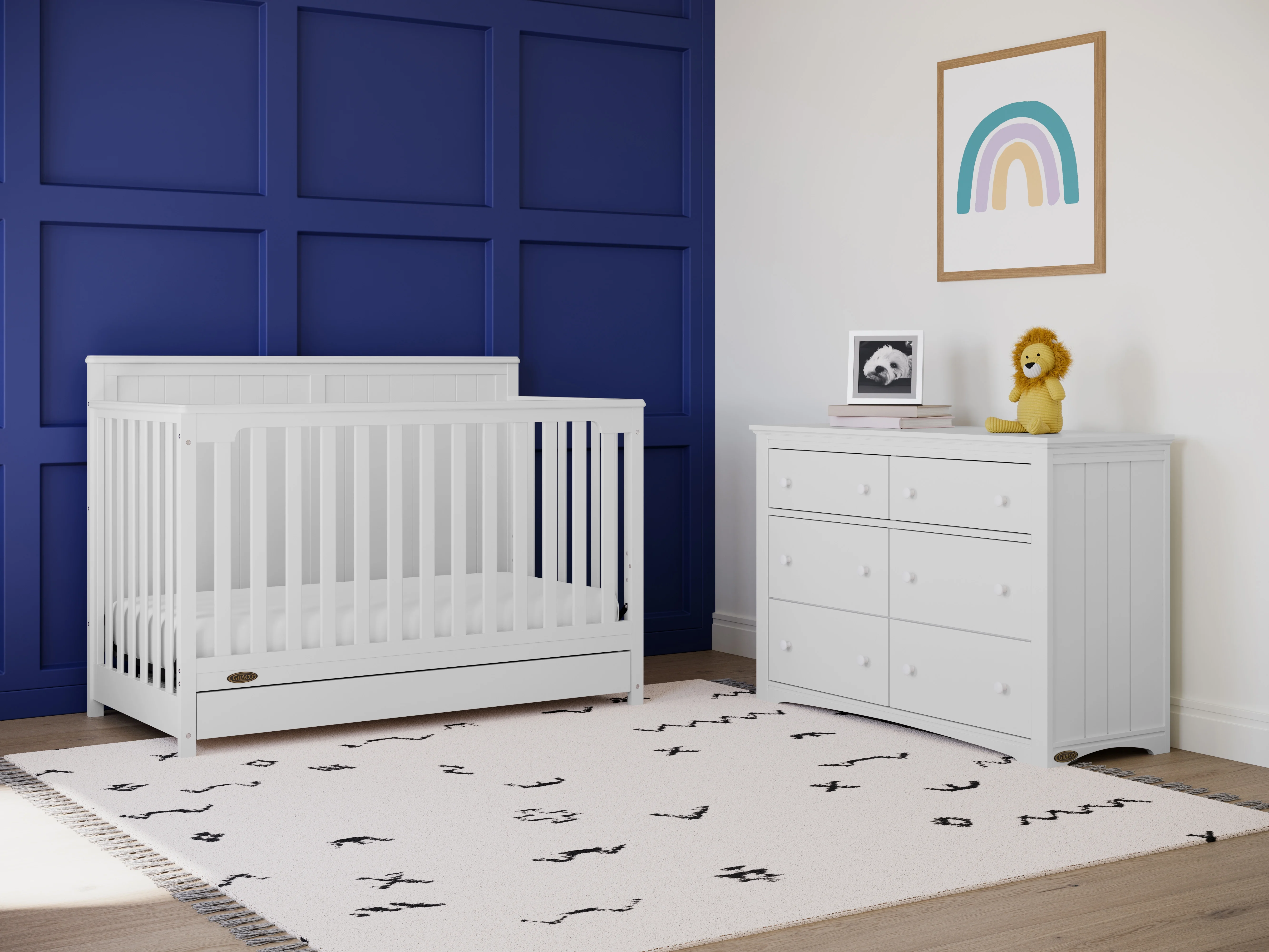 Graco Hadley 5-in-1 Convertible Baby Crib with Drawer, White