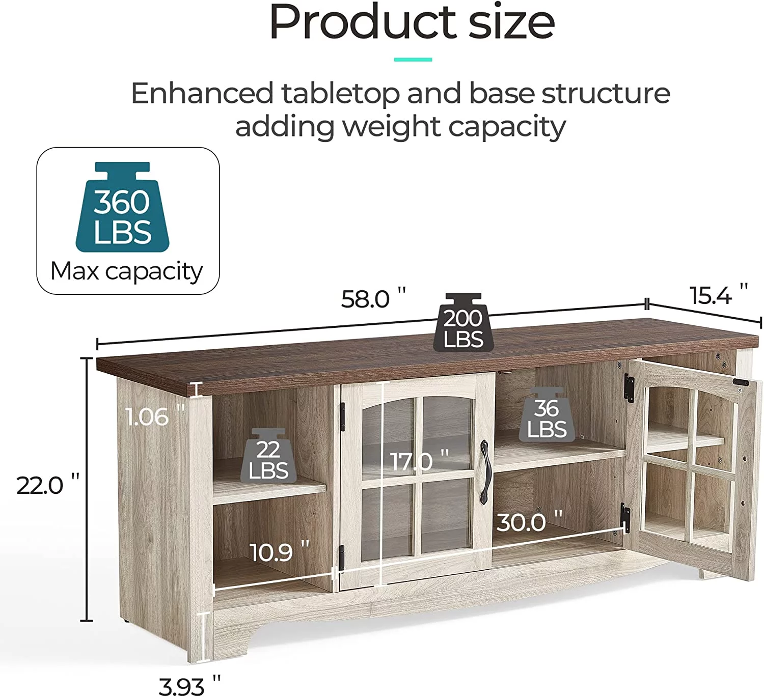 LINSY HOME Modern Farmhouse TV Stand for TVs up to 65