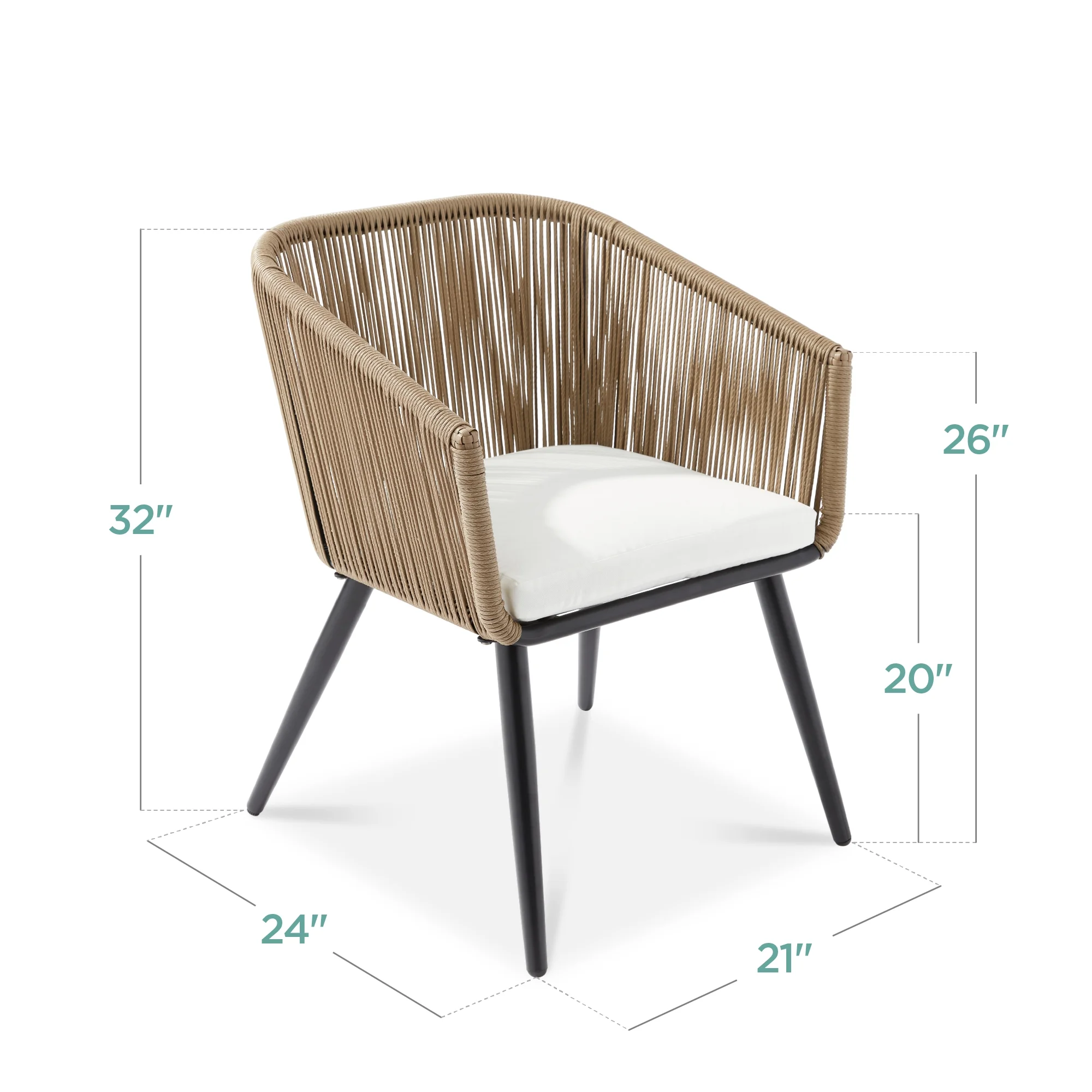 Best Choice Products Set of 2 Indoor Outdoor Patio Dining Chairs Woven Wicker Seating Set 250lb Capacity - Natural/Ivory