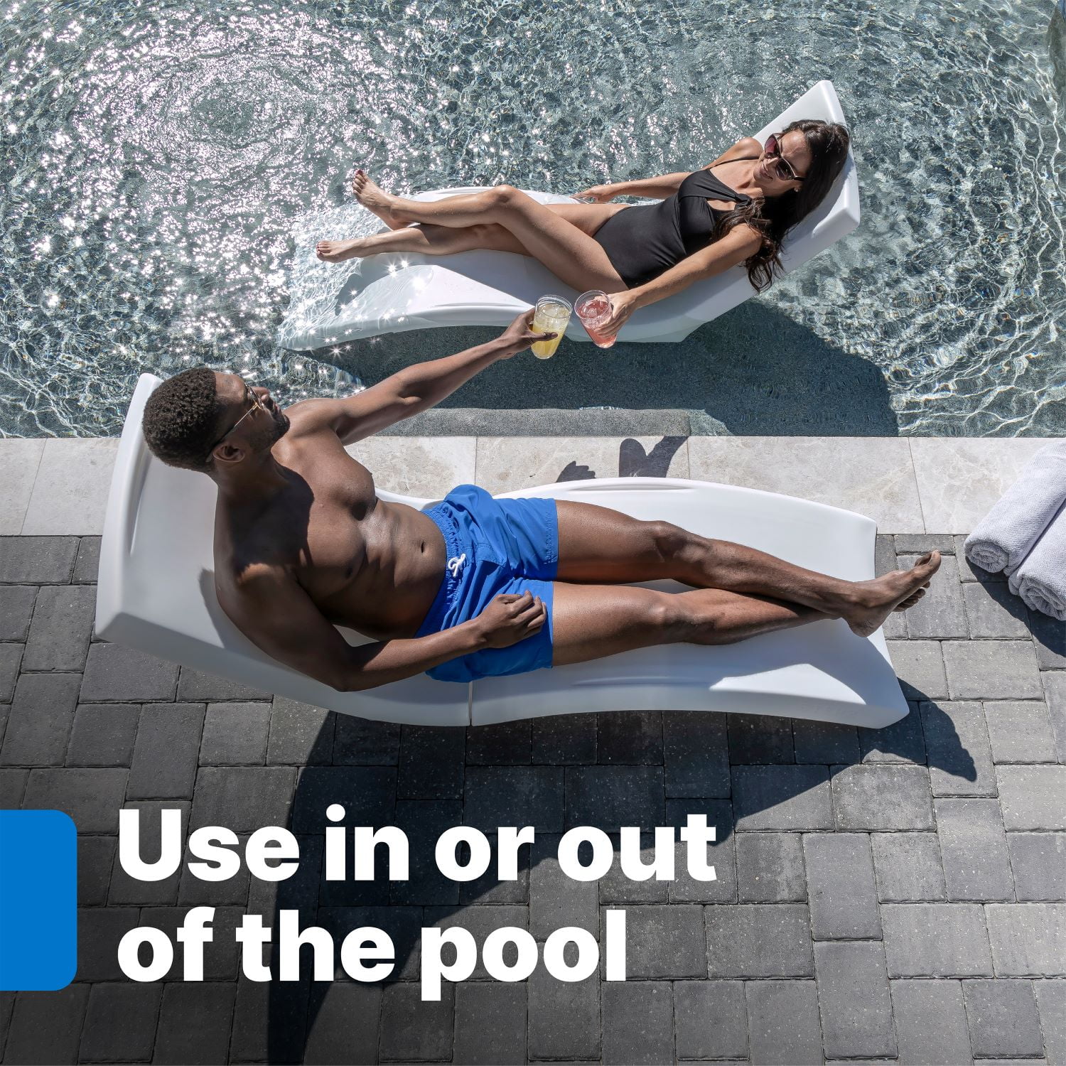 Step2 Vero Pool Lounger – White – Pool Lounge Chair – Sleek, Durable Outdoor Chaise Lounger – Use In Pool Tanning Ledge, Sun Shelf, Baja Shelf or Outside on the Pool Deck
