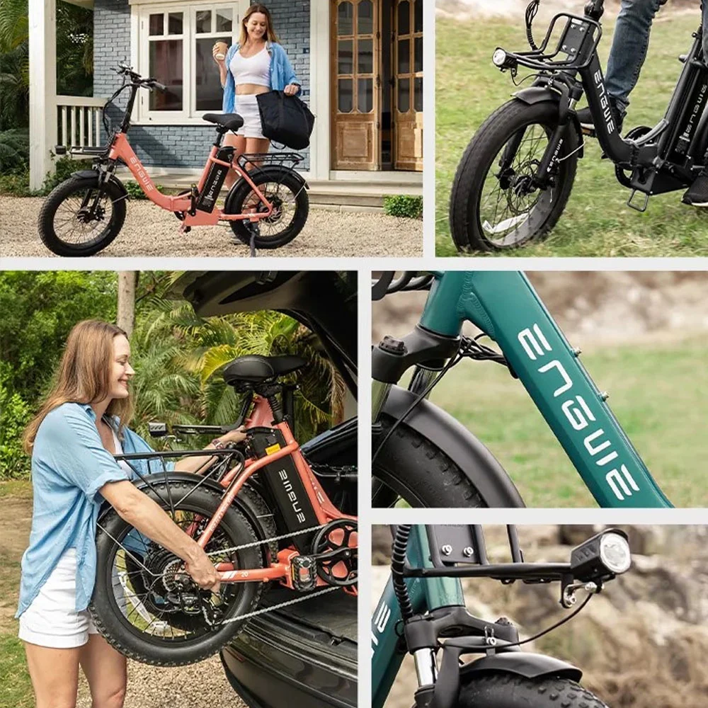 ENGWE Electric Bike for Adults Foldable 20 Inch 1125W Peak Motor E-Bike with 52V 13Ah Battery, Up to 28MPH & 80 Miles Range Electric Bicycle L20 2.0 - Green