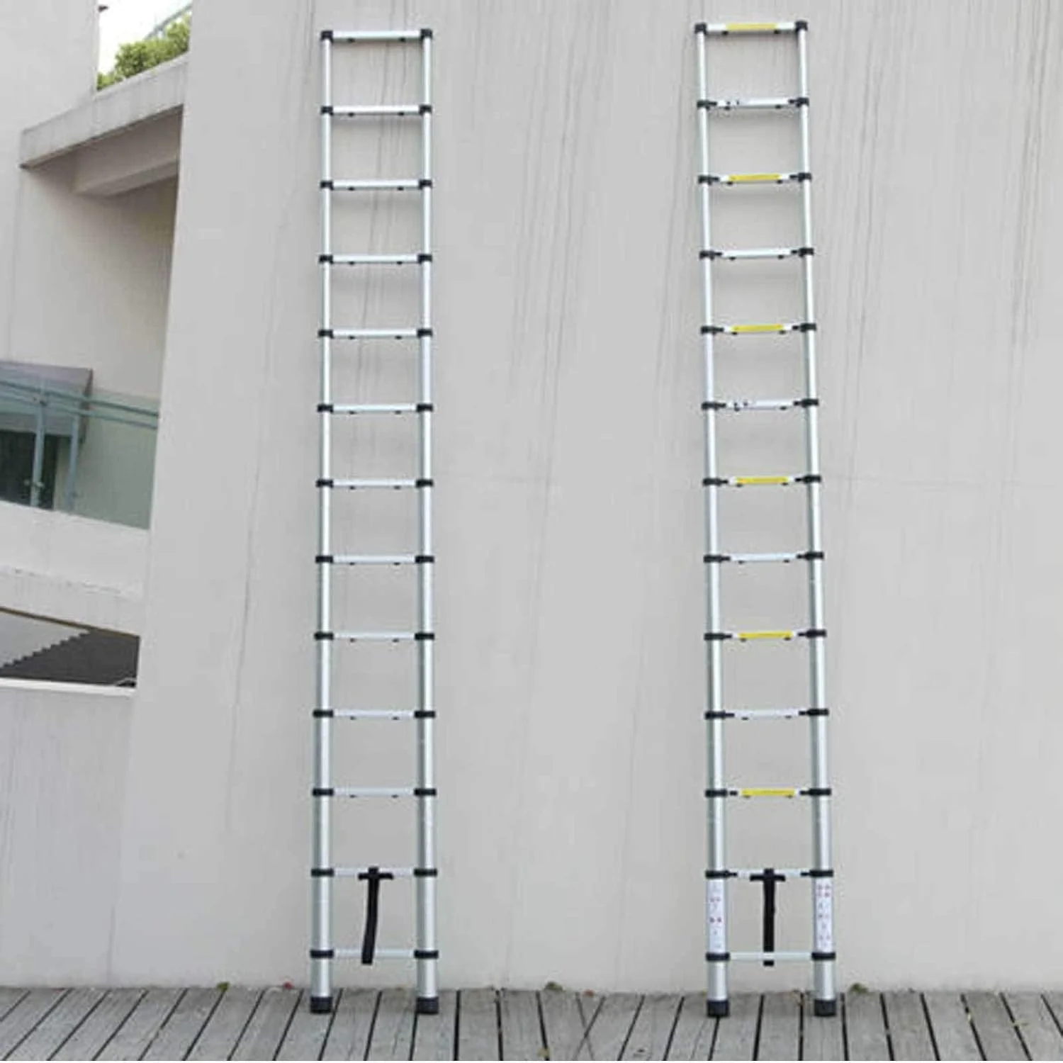 12FT Telescoping Ladder Aluminum Extension Folding Ladder Rubber Feet Multi Purpose Loft Ladder Attic Ladder Compact Ladders for Home, Heavy Duty 330lbs Max Load Capacity, Collapsible Ladders - 3.8M