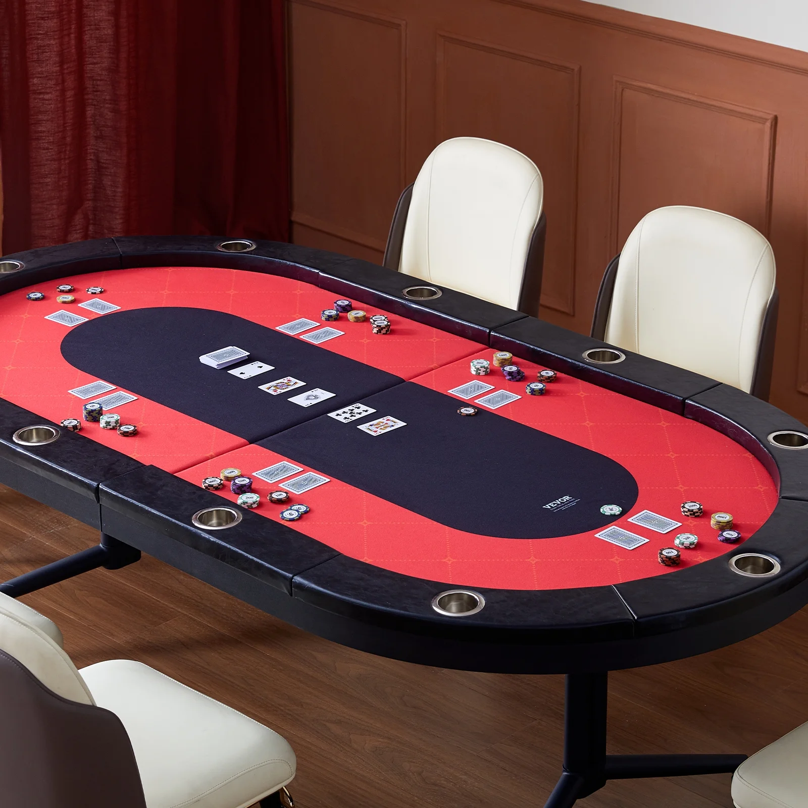 SKYSHALO 10 Player Oval Foldable Poker Table Casino Blackjack Texa Holdem Table 90