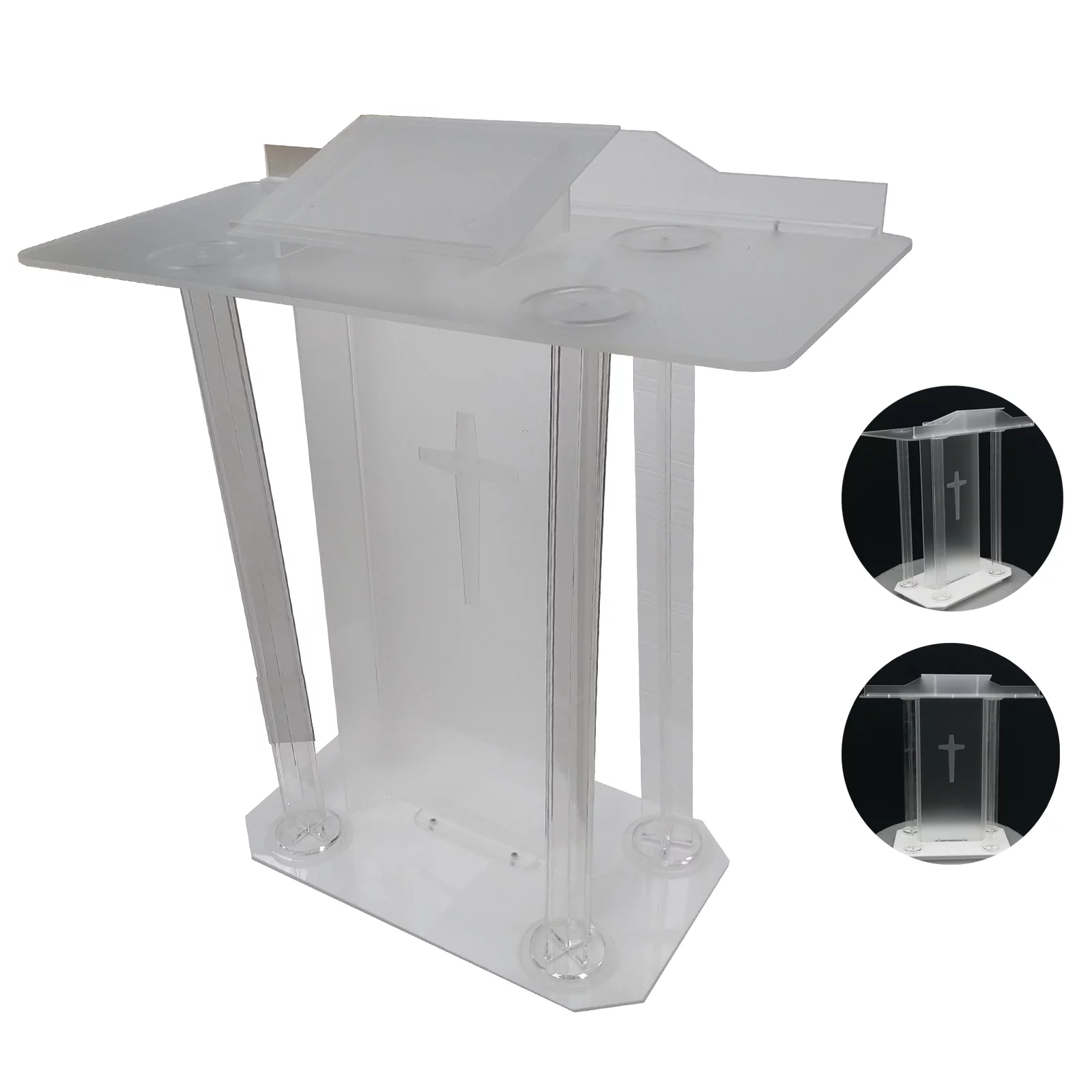 INTBUYING Church Podium Acrylic Clear Speech Lectern for Conference Prayer Weddings