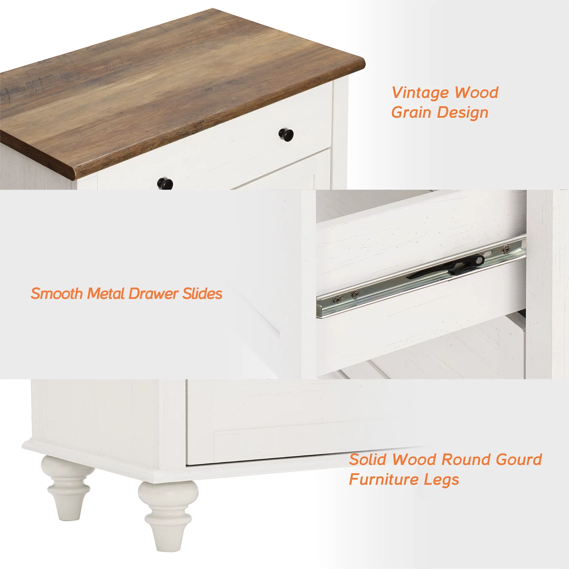 6 Drawer Dresser for Bedroom, White Kids Dressers Large Mid Century Modern Wooden Closet Storage Organizer for Living Room, Nursery, Hallway