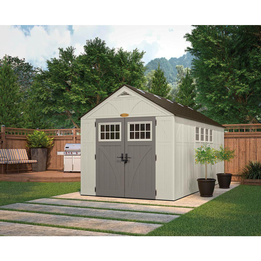 Suncast 883 Cubic Feet Tremont Durable Resin Outdoor Storage Shed with Windows