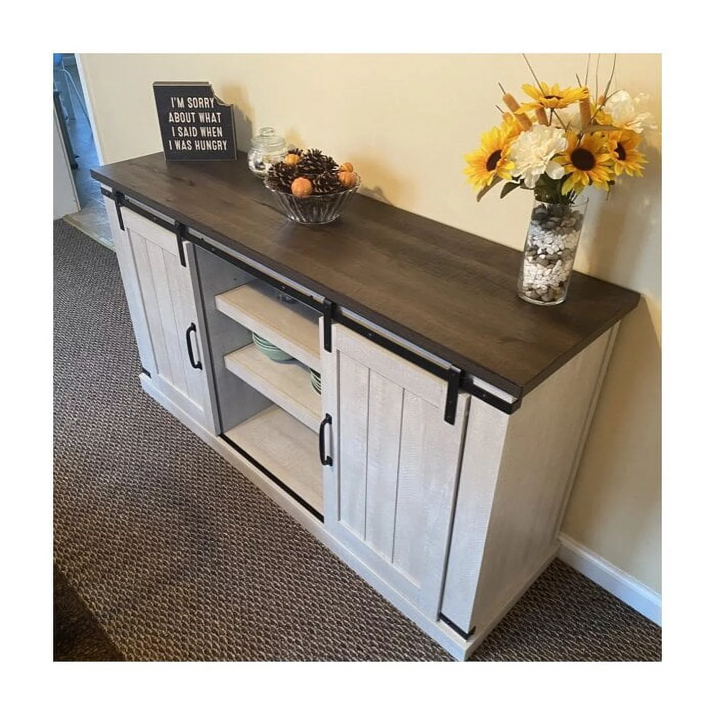 Bestliving Farmhouse Barn Door TV Stand for TVs up to 60