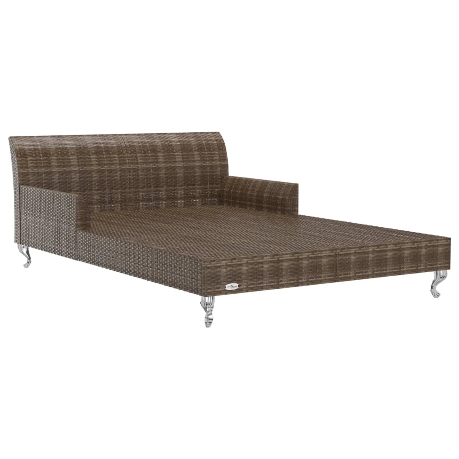 Dcenta 2-Person Paio Sun Lounge Bed with 2 Side Tables and Pillows Cushioned Patio Double Sun Lounger Brown Poly Rattan Daybed for Balcony, Garden, Pool, Lawn, Backyard Outdoor Furniture
