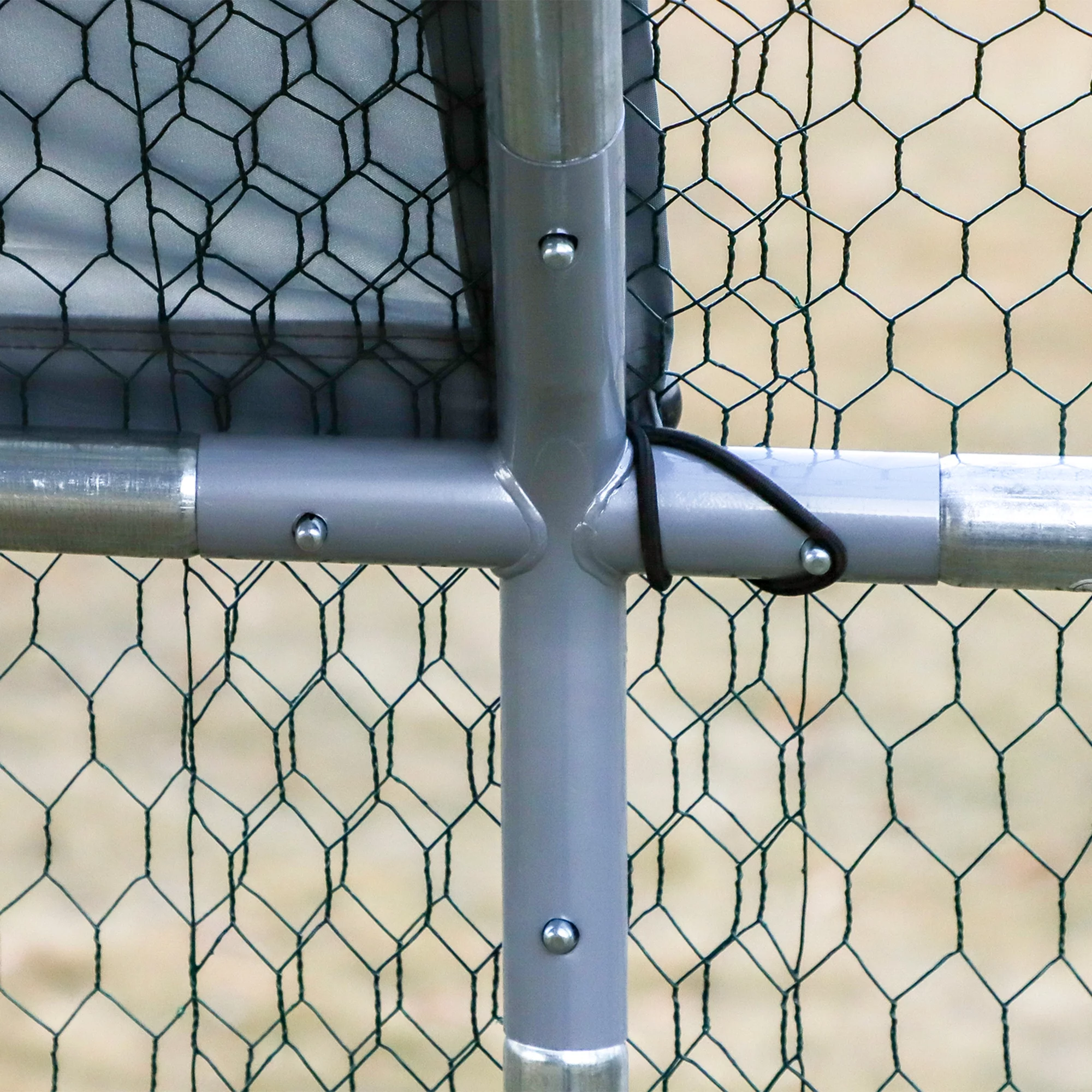 PawHut Large Metal Walk-In Chicken Coop Run Cage w/ Cover Outdoor