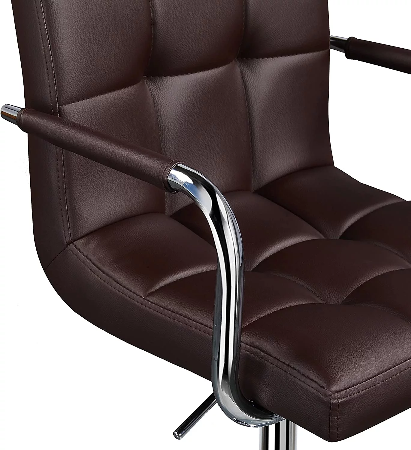 U-SHARE Tall Bar Stools Set of 2 Modern Square PU Leather Adjustable BarStools Counter Height Stools with Arms and Back Bar Chairs 360 Swivel Stool White