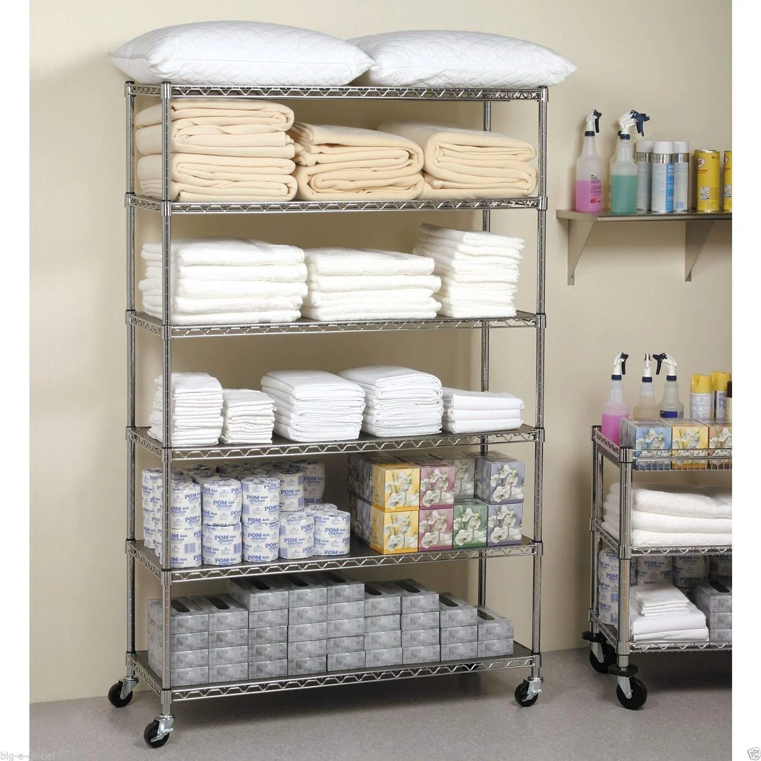 NSF Wire Shelving Unit Heavy Duty Garage Storage Shelves Large Black Metal Shelf Organizer 6-Tier Height Adjustable Commercial Grade Storage Rack 6000 LBS Capacity on 4