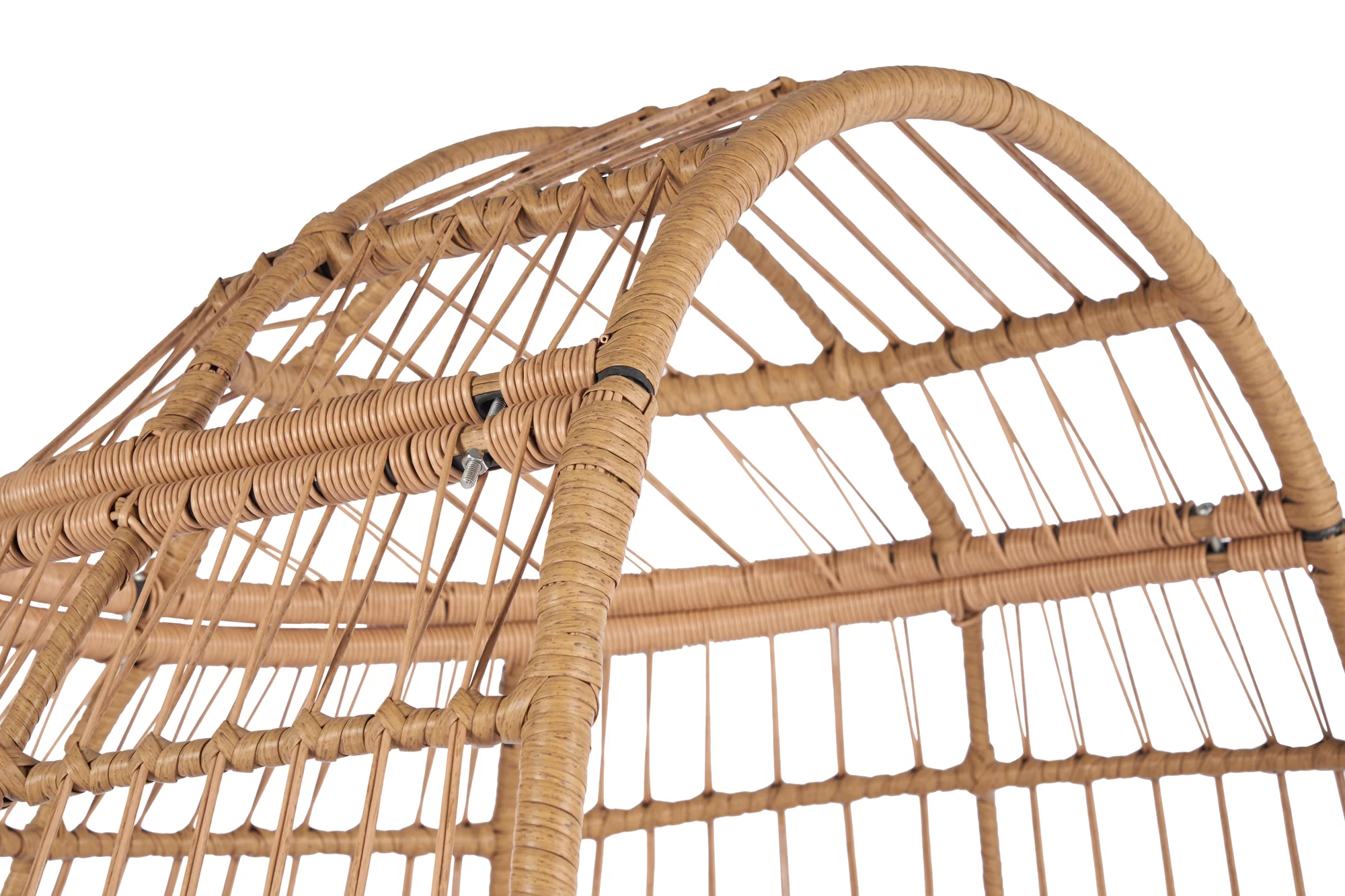 Wicker Egg Chair, Oversized Indoor Outdoor Boho Lounger Chair Stationary Egg Basket Chair, All-Weather 440lb Capacity Patio Chair, Dark Gray