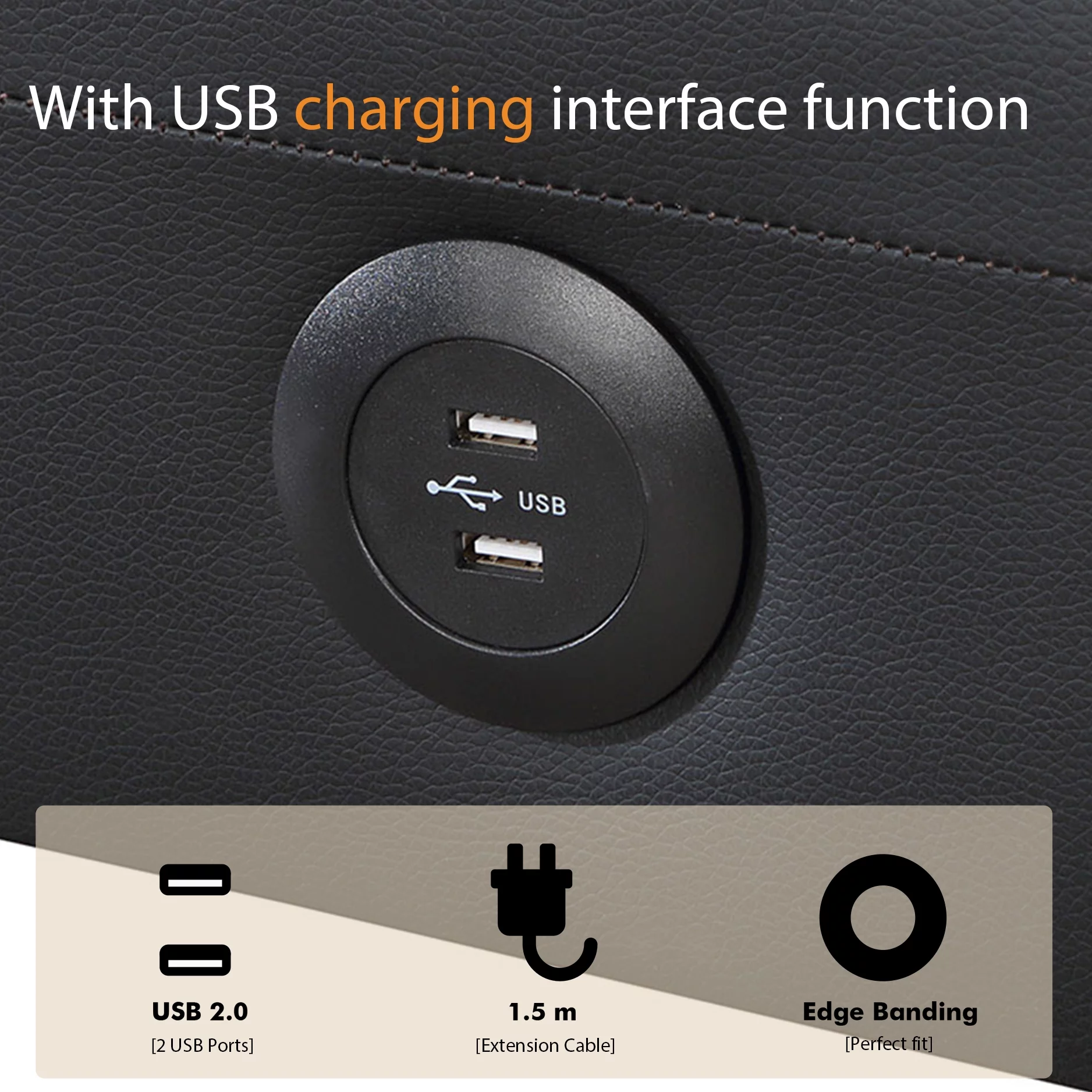 TrumanPick Memory Foam Futon, Convertible Sofa Bed with USB ports and Cupholders, Faux Leather Black