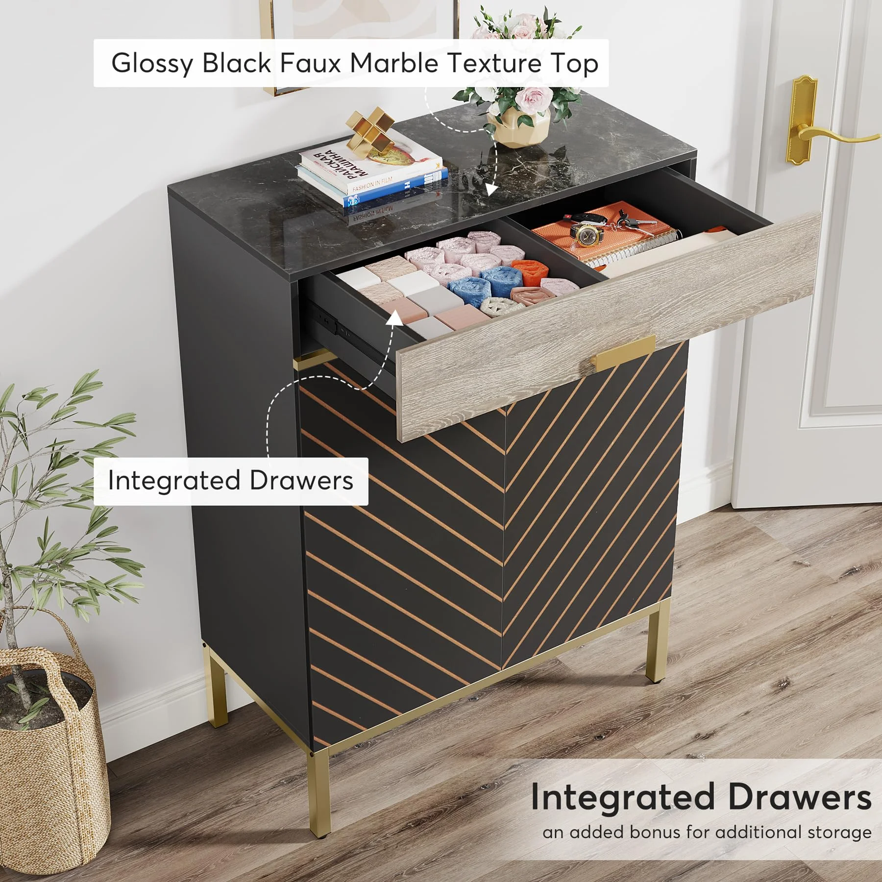 Tribesigns Shoe Cabinet with Drawers, 4-Tier Shoe Rack Storage Organizer with Removable Shelves for 16 Pairs, Modern Shoe Storage Cabinet with Doors for Entryway, Hallway, Closet, Bedroom
