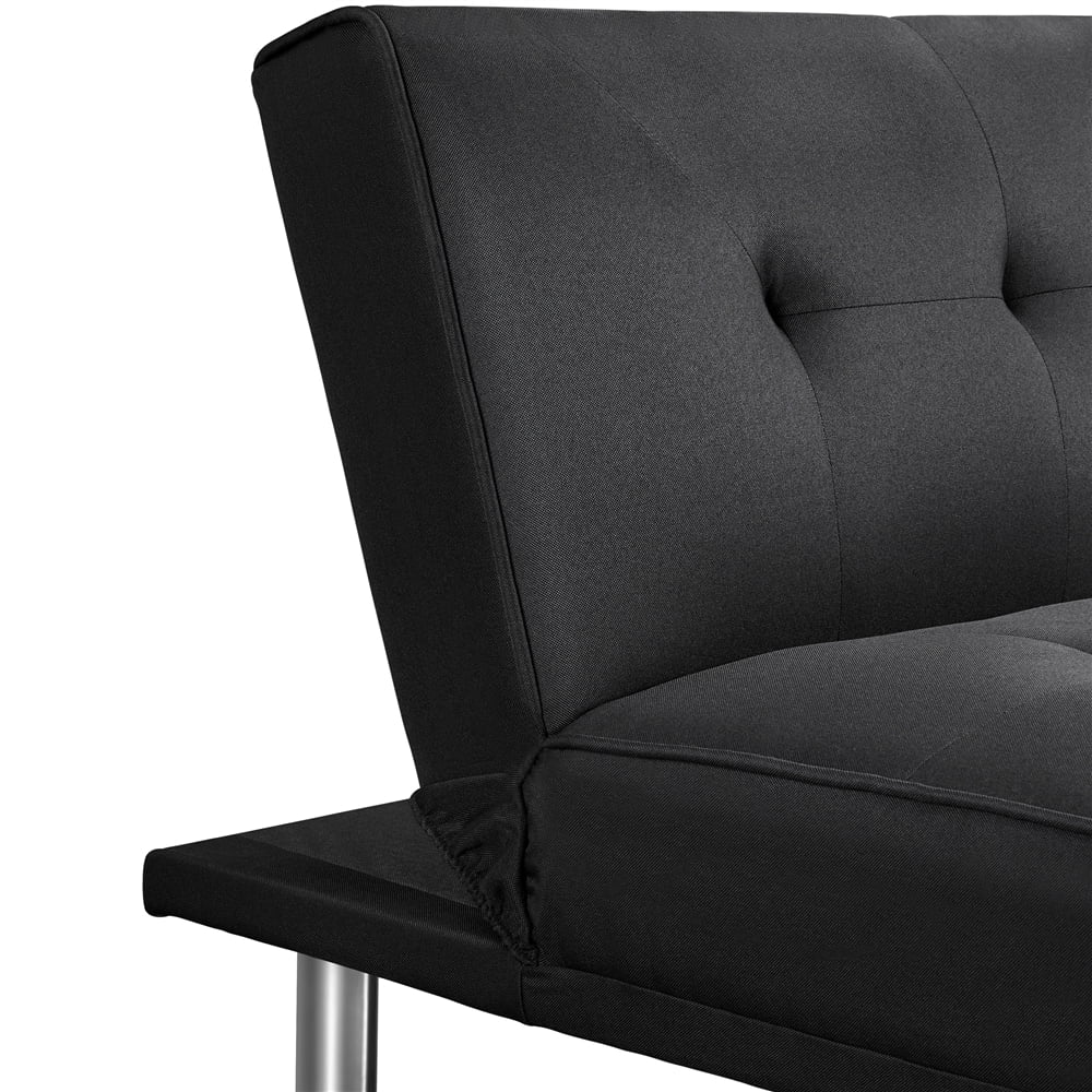 Topeakmart Convertible Futon Sofa Bed Tufted Fabric Futon Couch Bed with 2 Cup Holders, Black